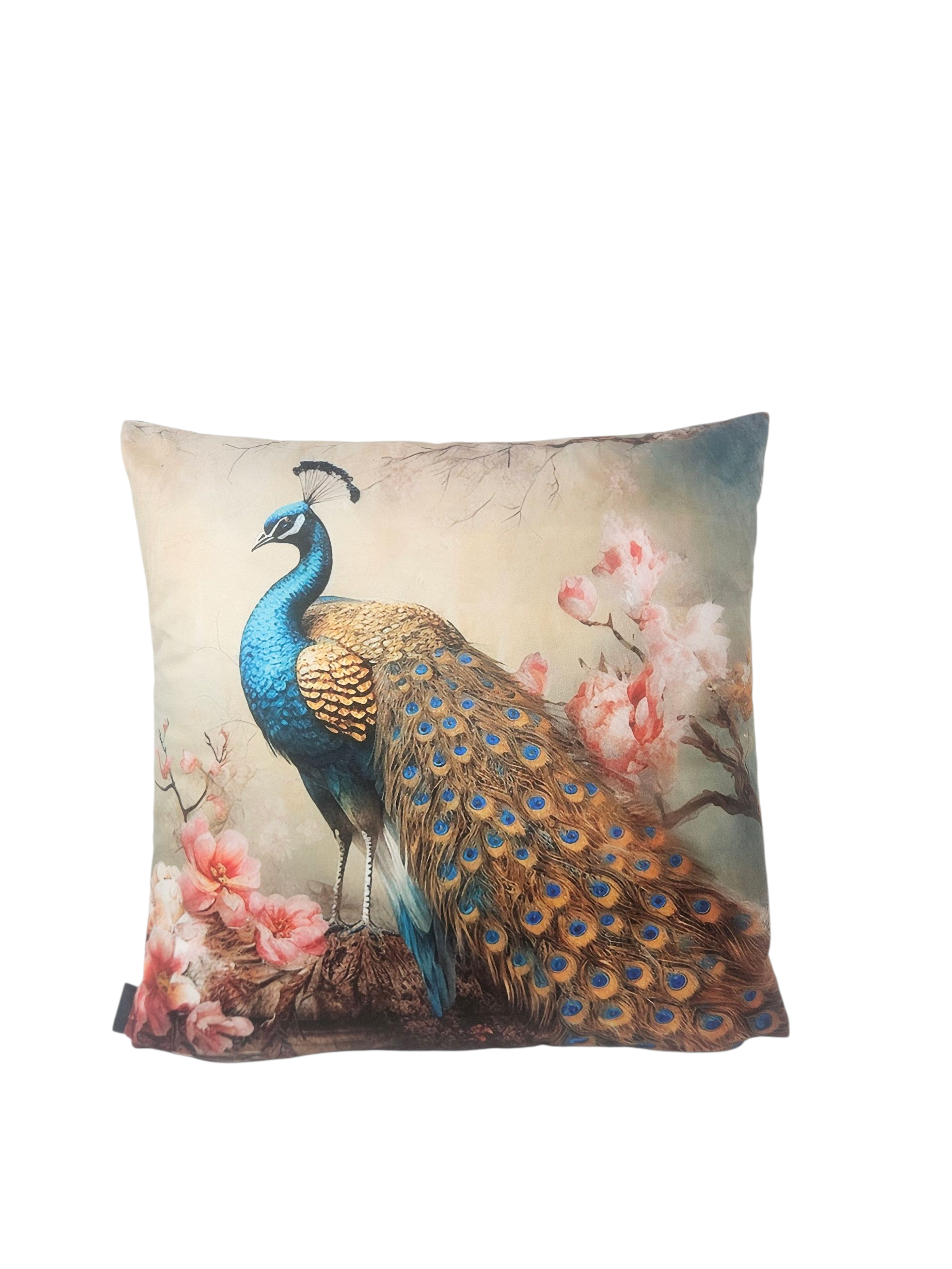 Kissenhülle Velour 45x45cm - Pfau