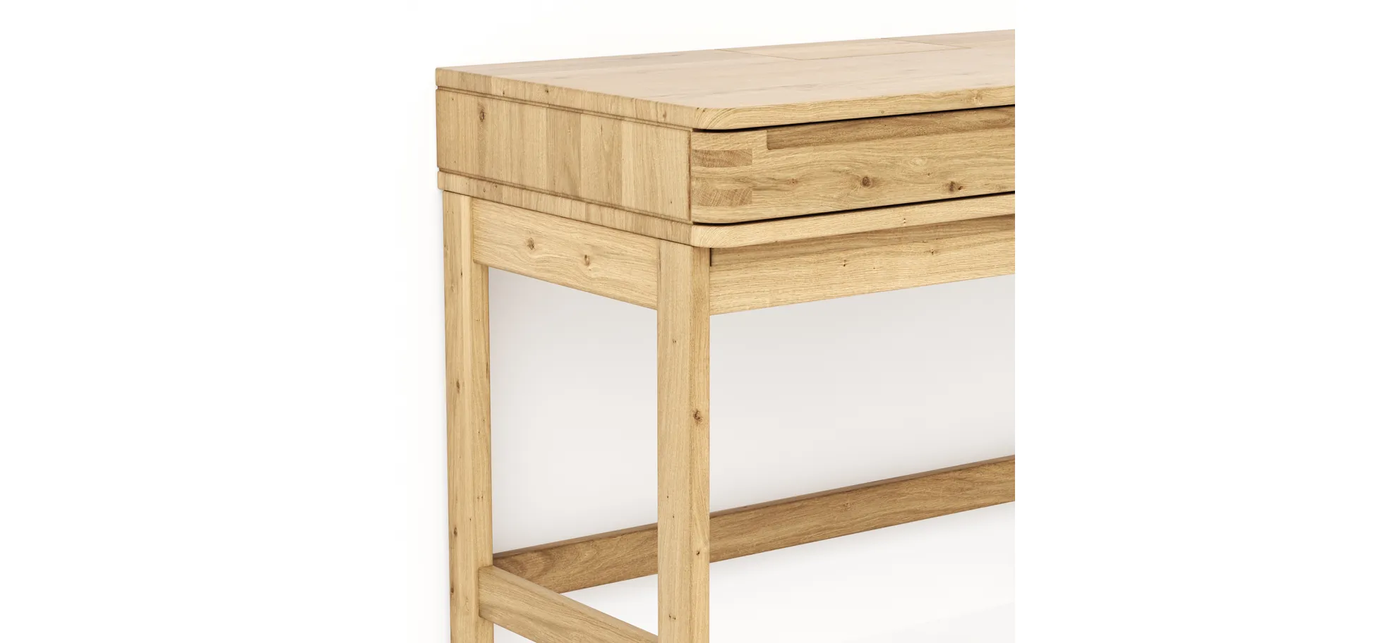 Homeoffice-Schreibtisch Cartago Soft - Wildeiche massiv, bianco geölt