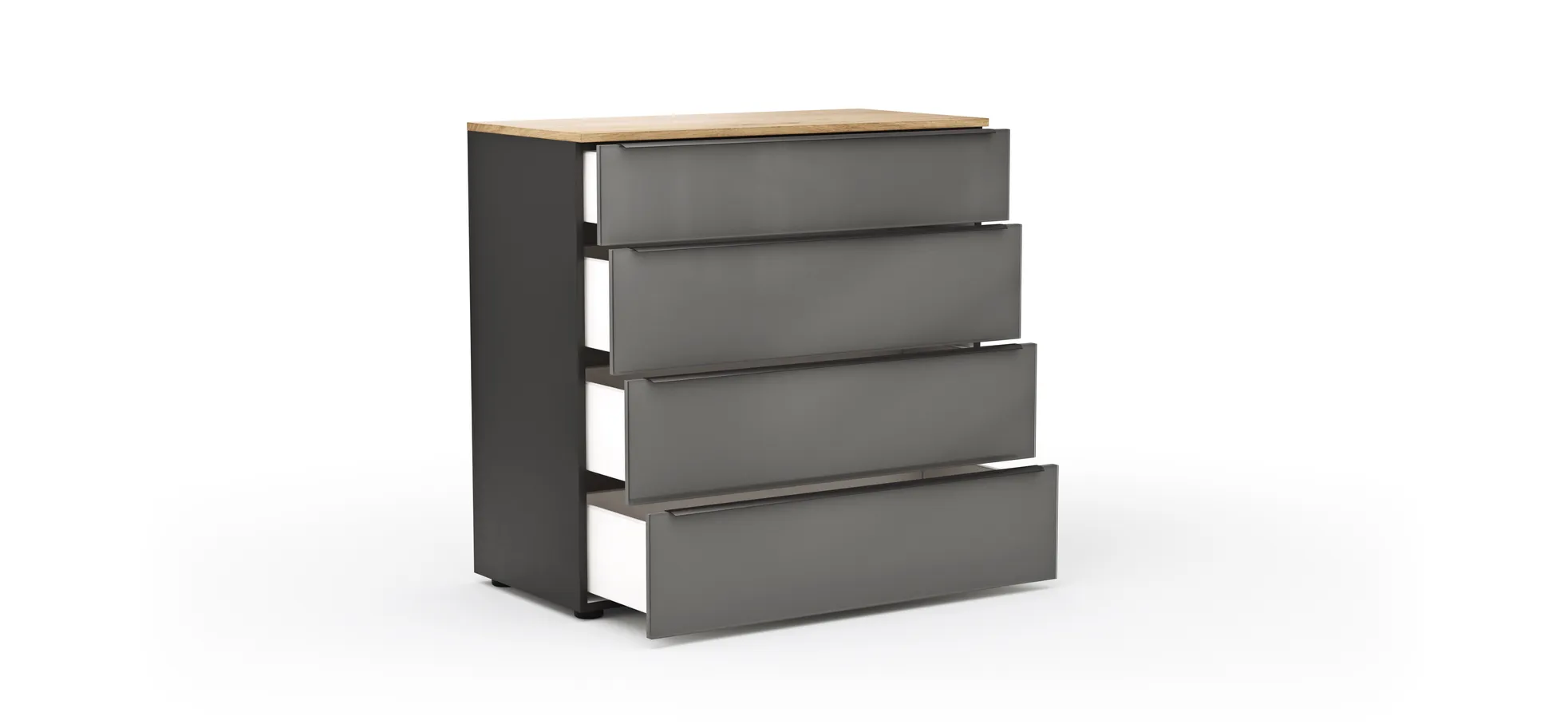 Kommode Colorado - BHT ca. 90x87x43 cm, Dunkelgrau, Griffe schwarz