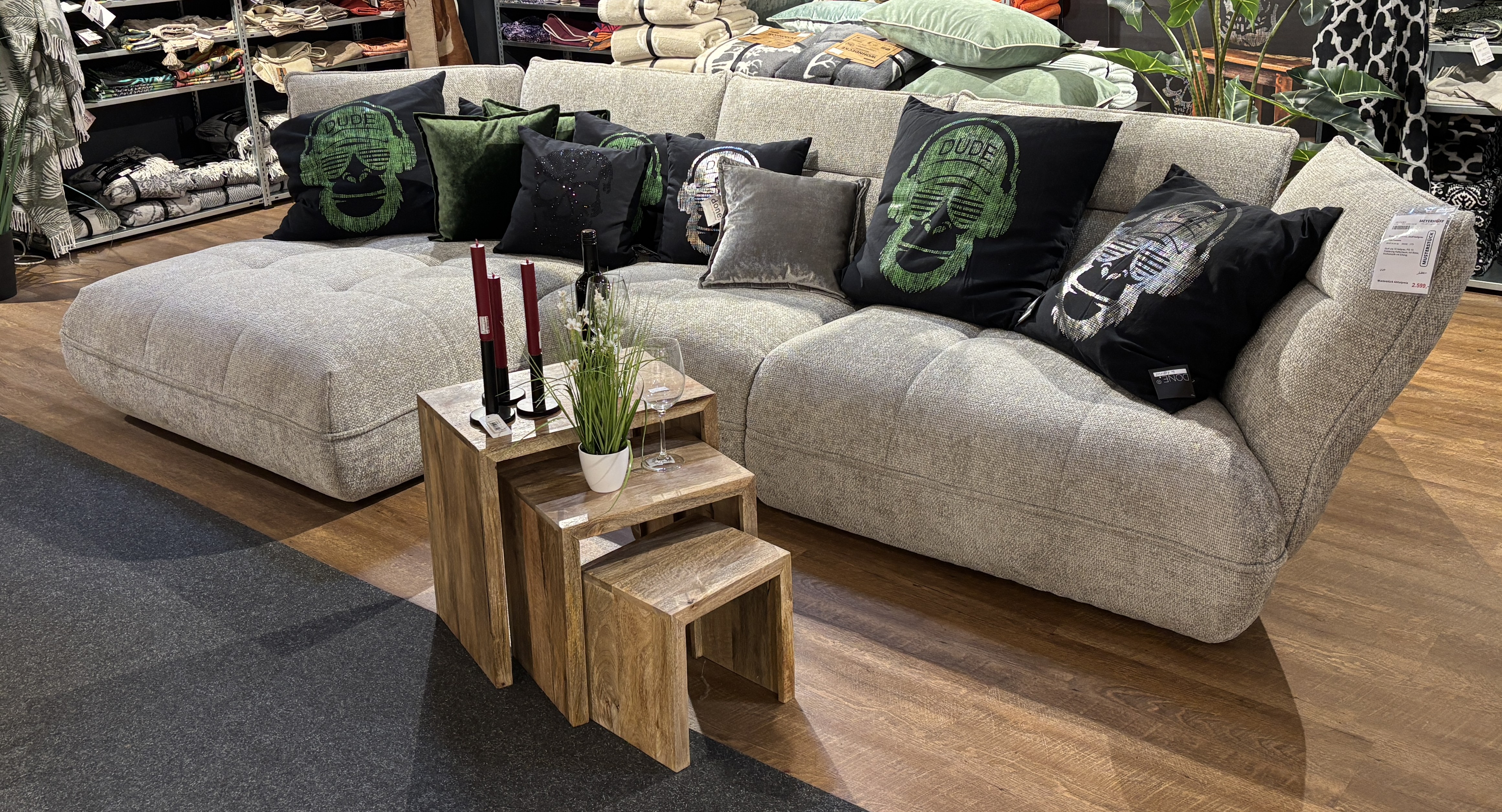 Ecksofa Tossens, Stoff hellgrau - Pinja/Tossens