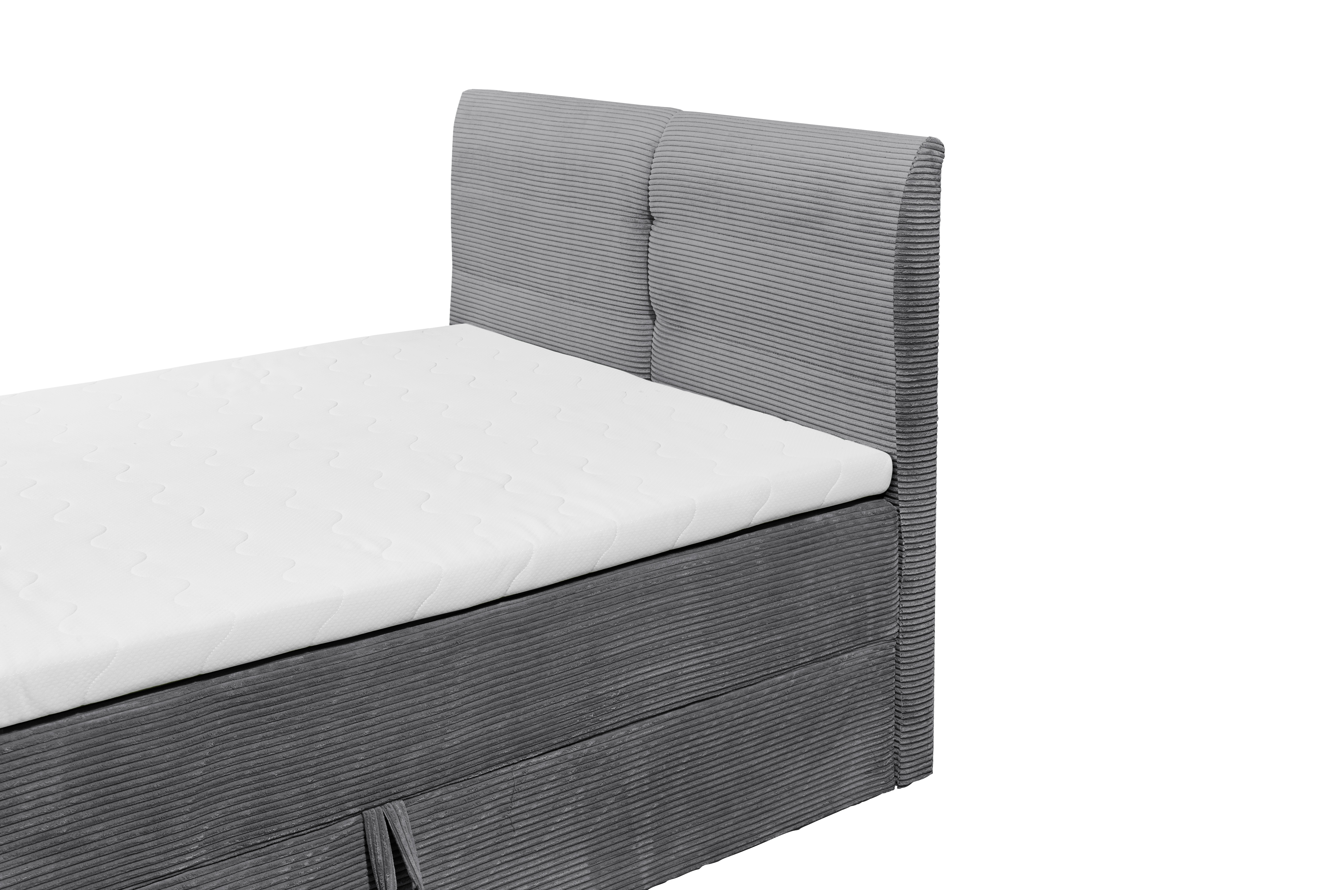 Boxspringbett, ca. 120 x 200 cm, inkl. Bettkasten  - MyStyle 3063, Stoff ash 