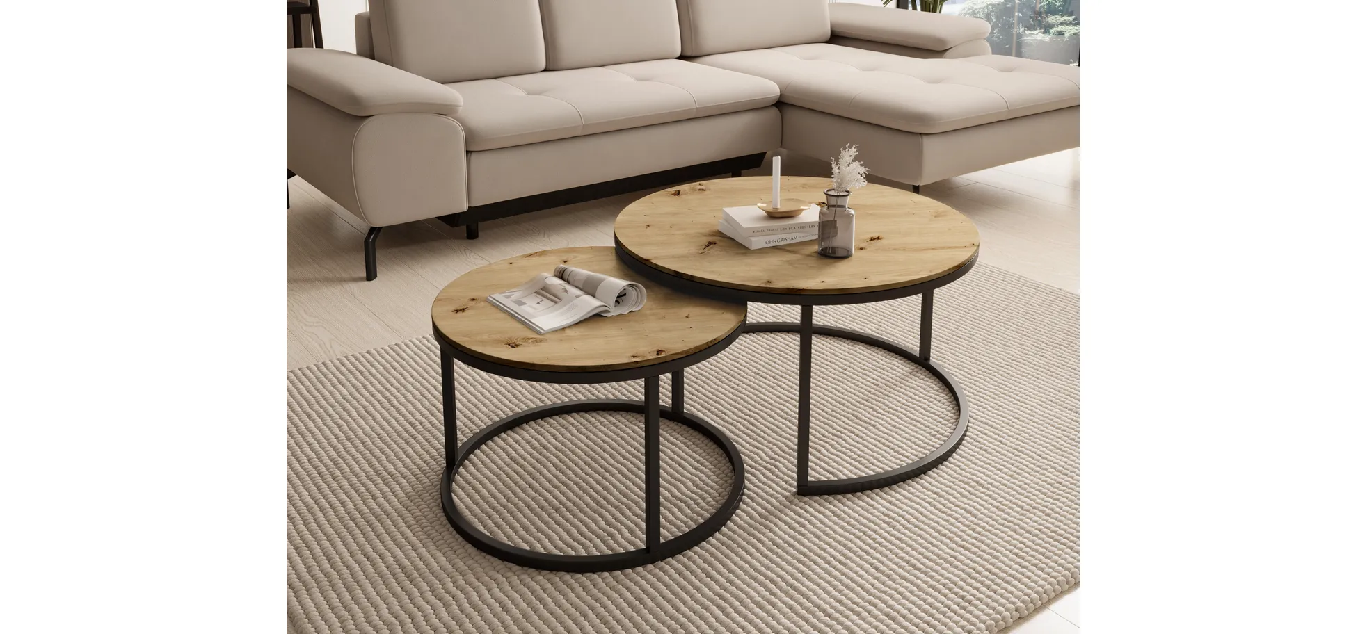 Couchtisch 2-er Set, Artisan/schwarz - MyStyle 1045