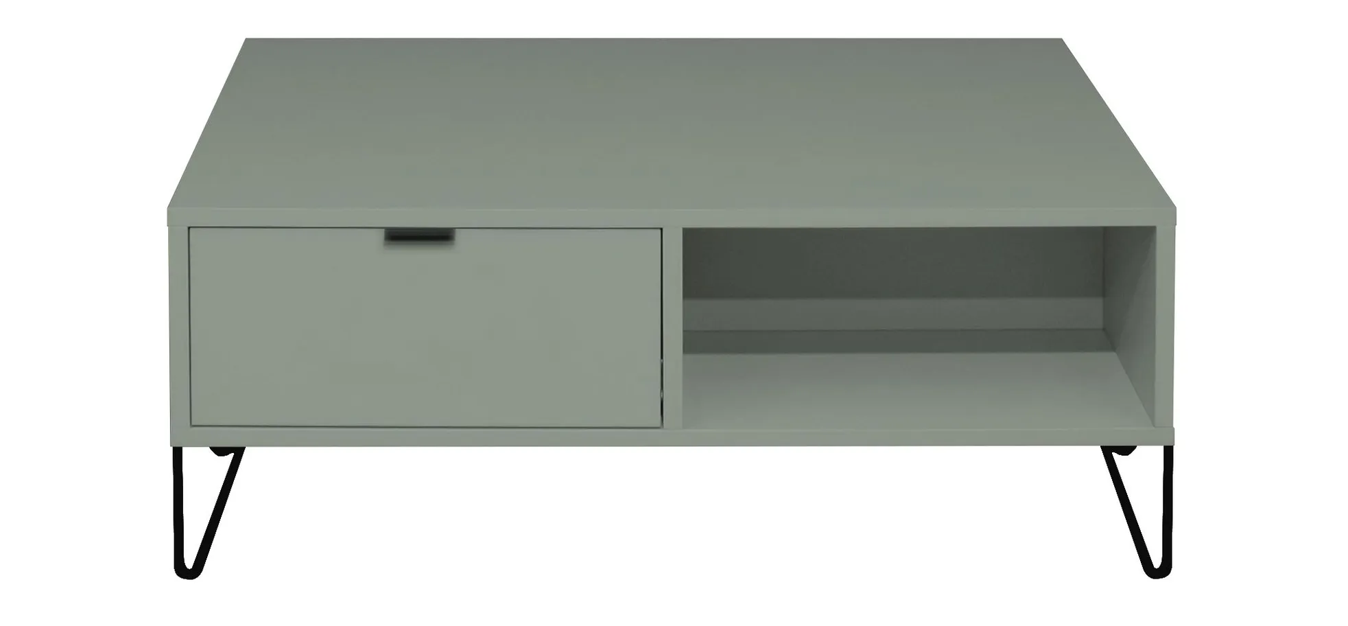 Couchtisch, Pinien-grün, 2 Schubkästen - Milana