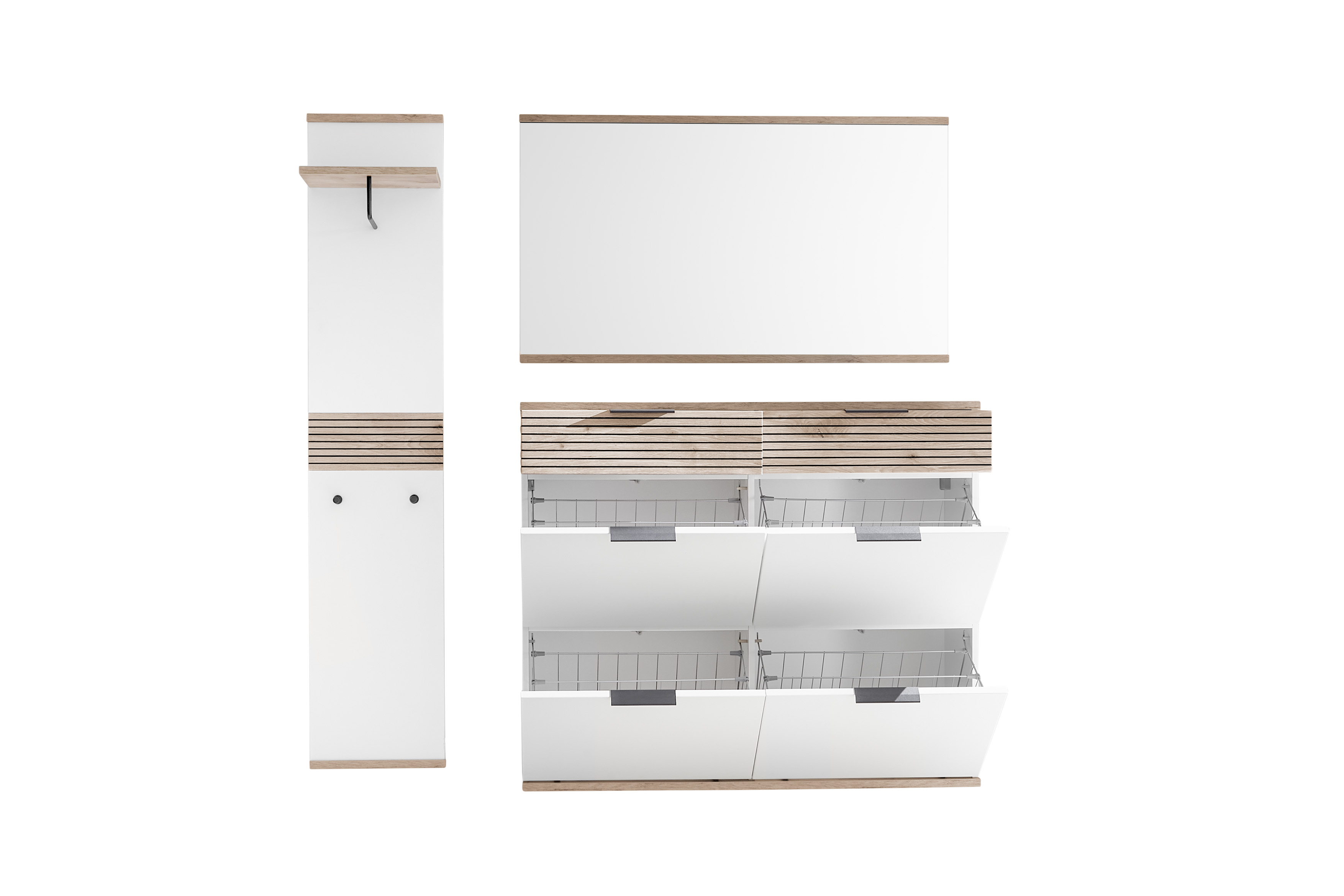 Garderobenkombination, Weiß, Eiche - LS25 Latarico