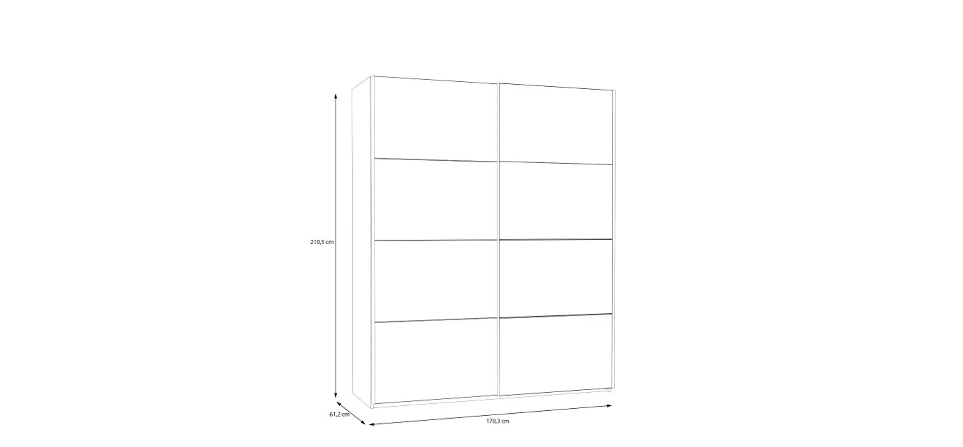 Schwebetürenschrank FREDDY 2- B ca. 170 cm, Weiß, Spiegel
