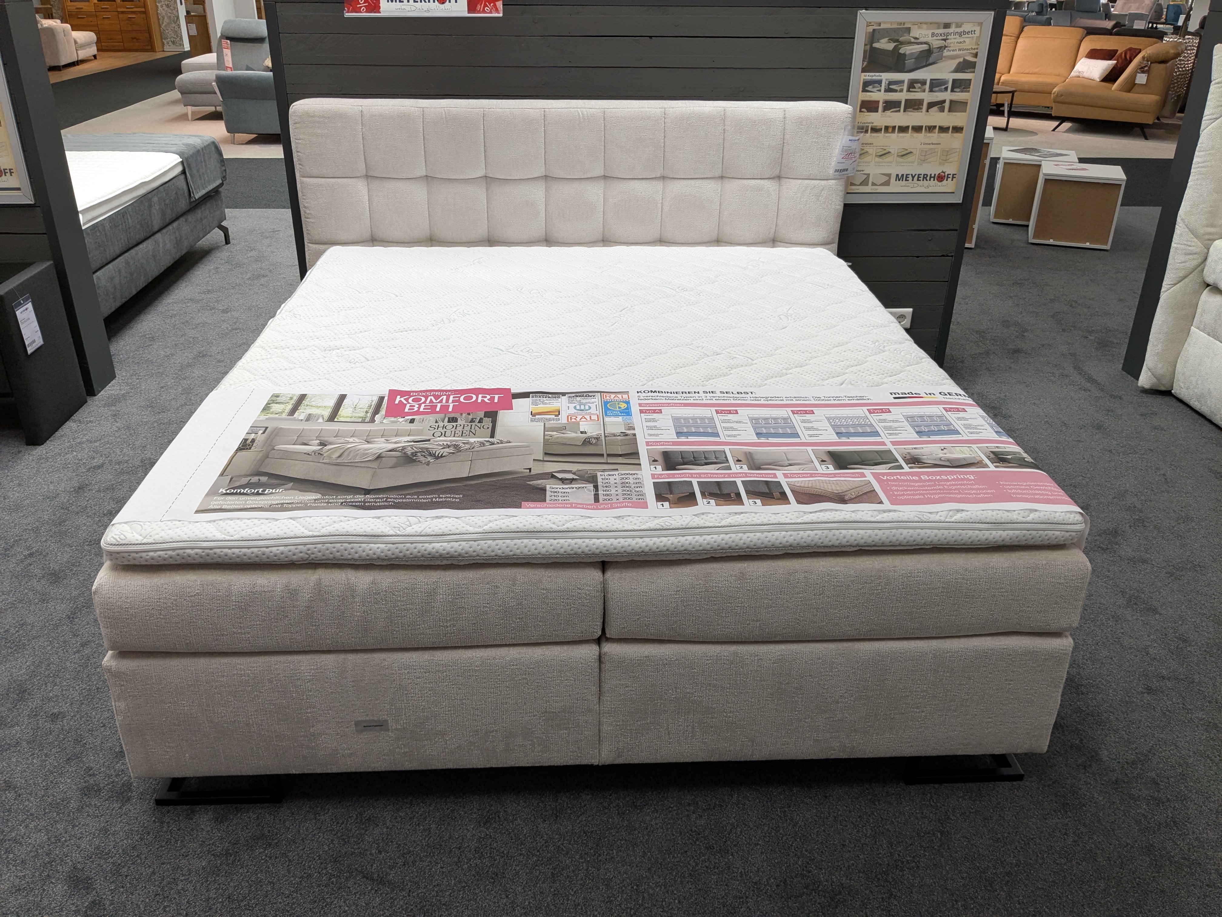 Boxspringbett, Stoff vanille - Hinda