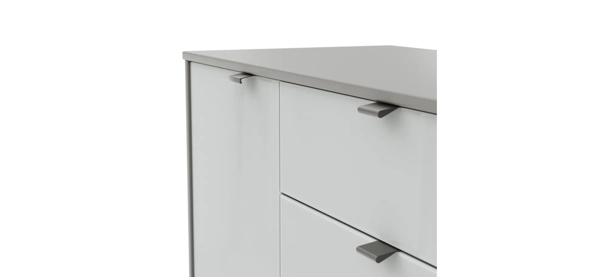 Kommode Marbella - Lack, Grau, Glas, Weiß