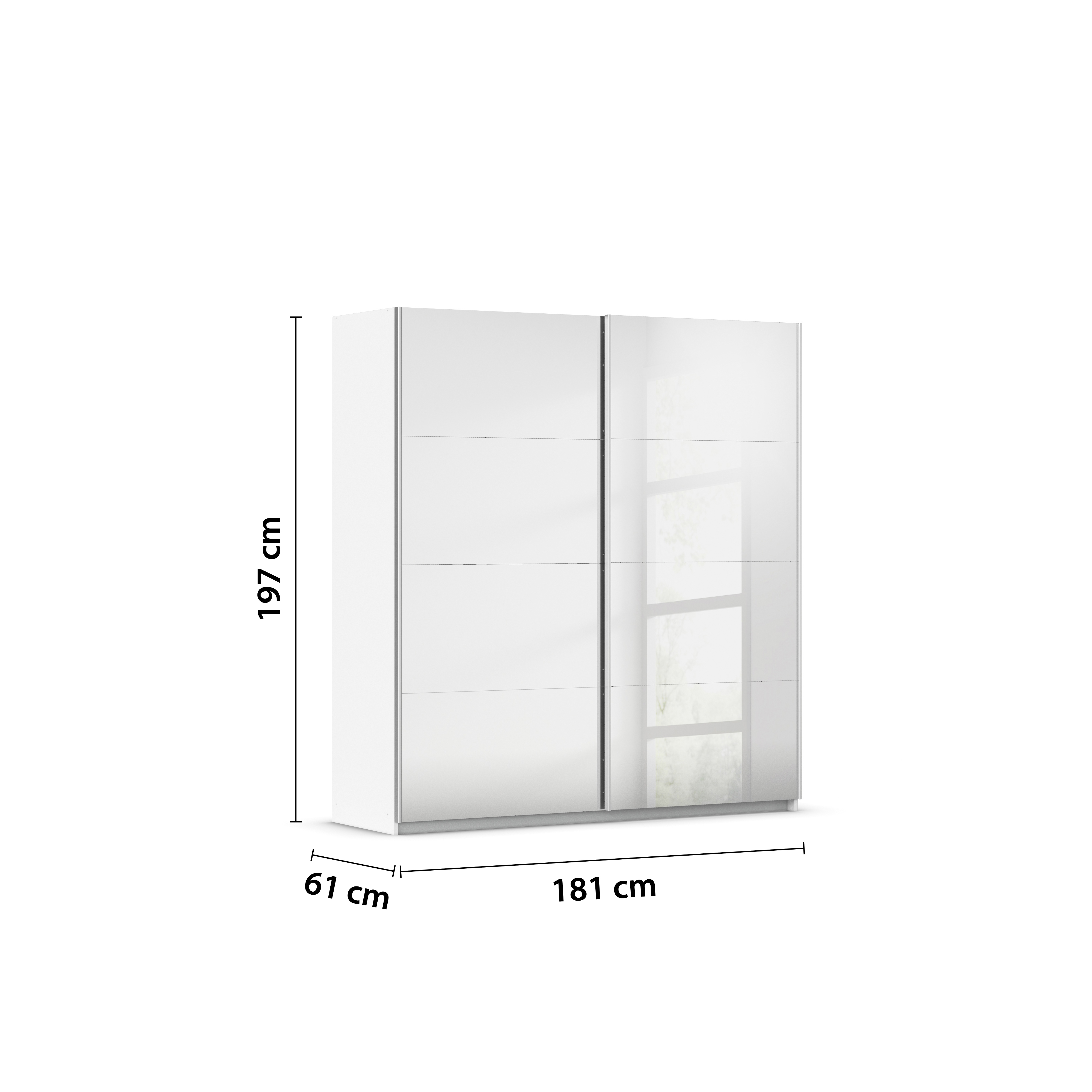 Schwebetürenschrank, alpinweiß - Rubito