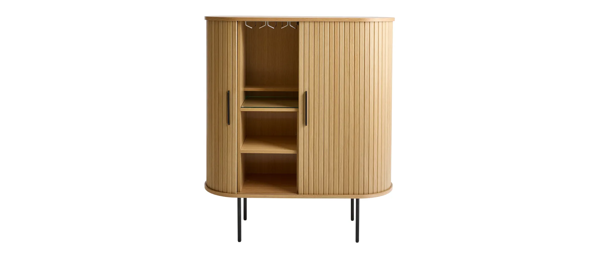 Highboard - B ca. 100 cm, Eiche Furnier, Natur