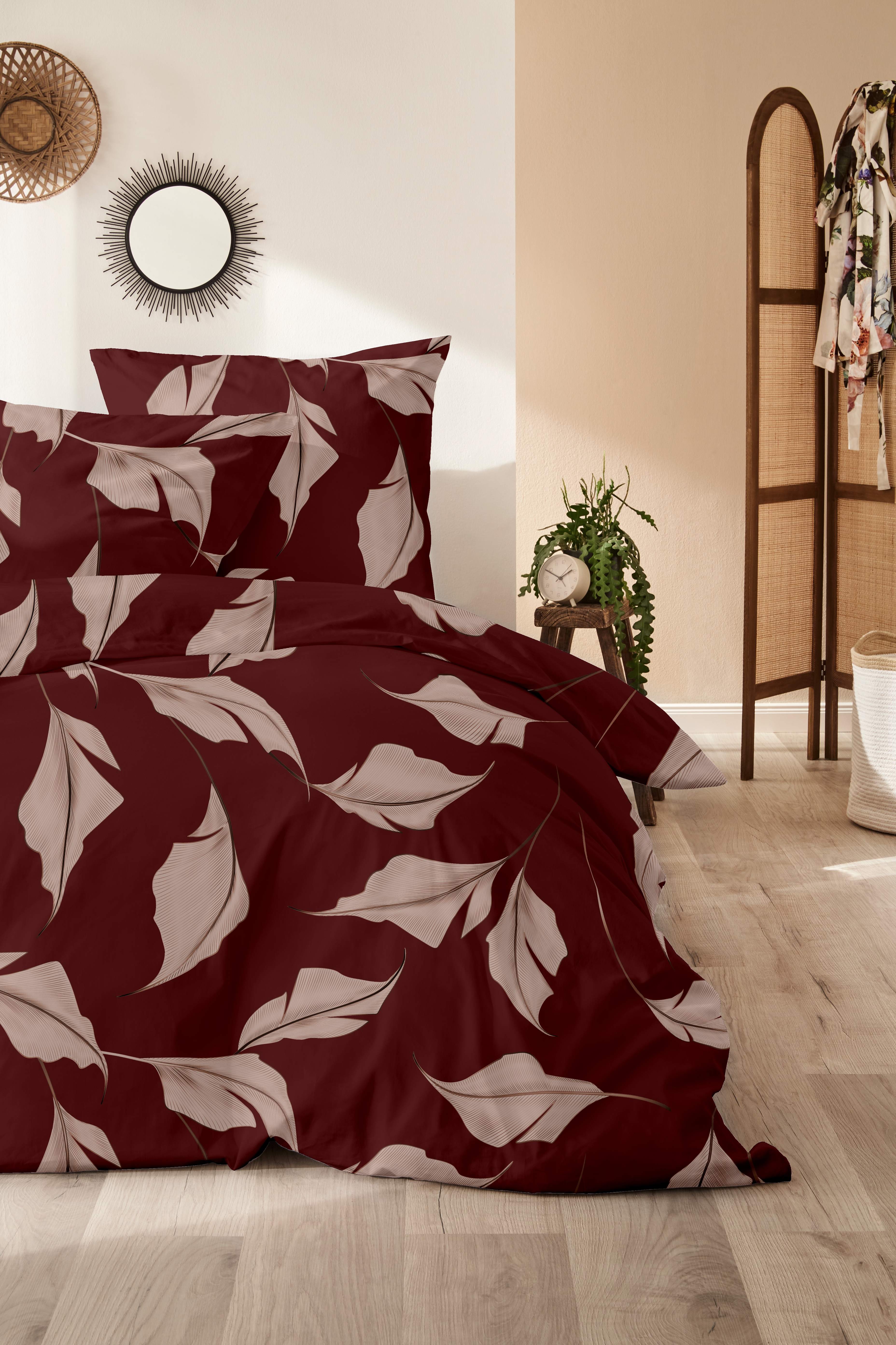Mako-Satin-Bettwäsche, 155x220cm, rot - 100% Baumwolle