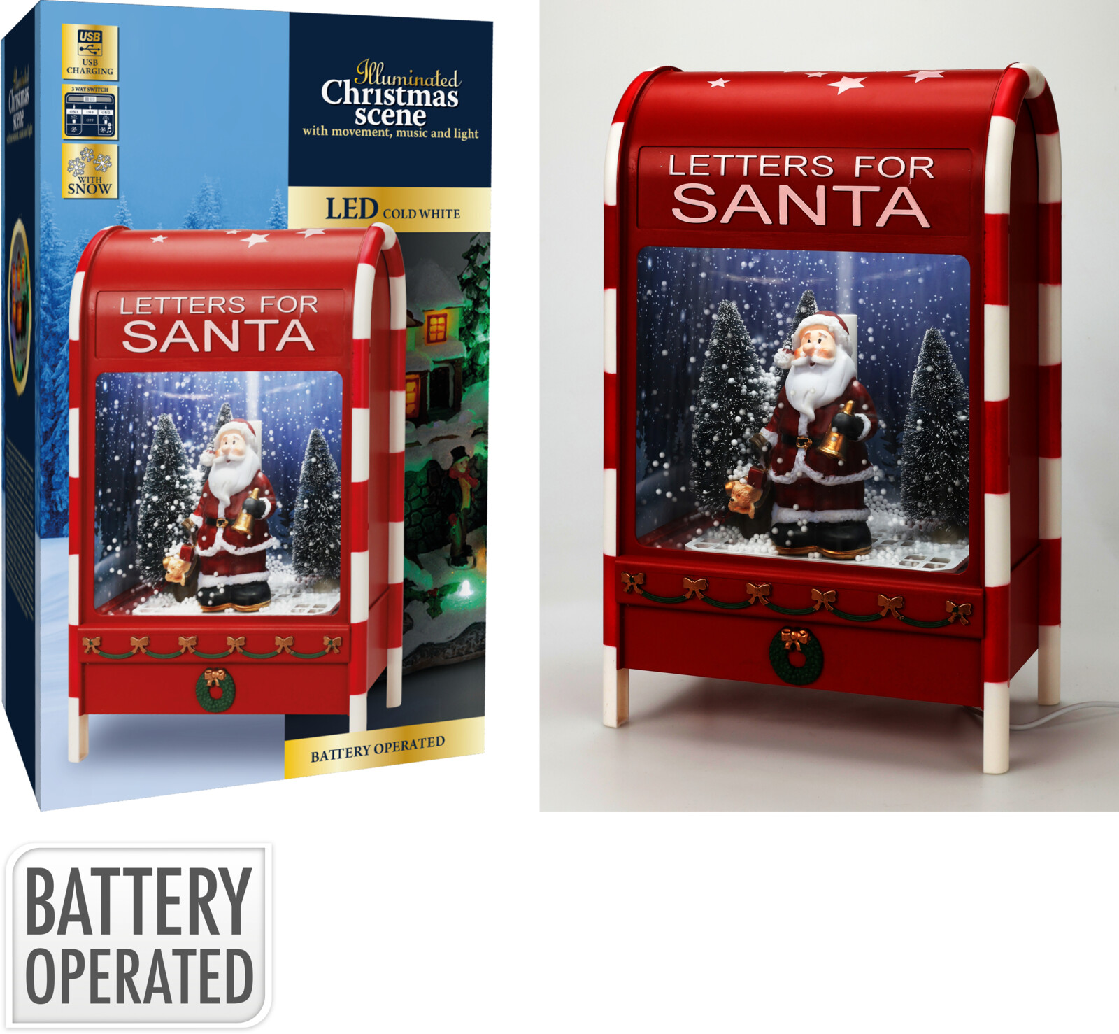 Briefkasten Schneegestöber - Batteriebetrieb, ohne Batterien