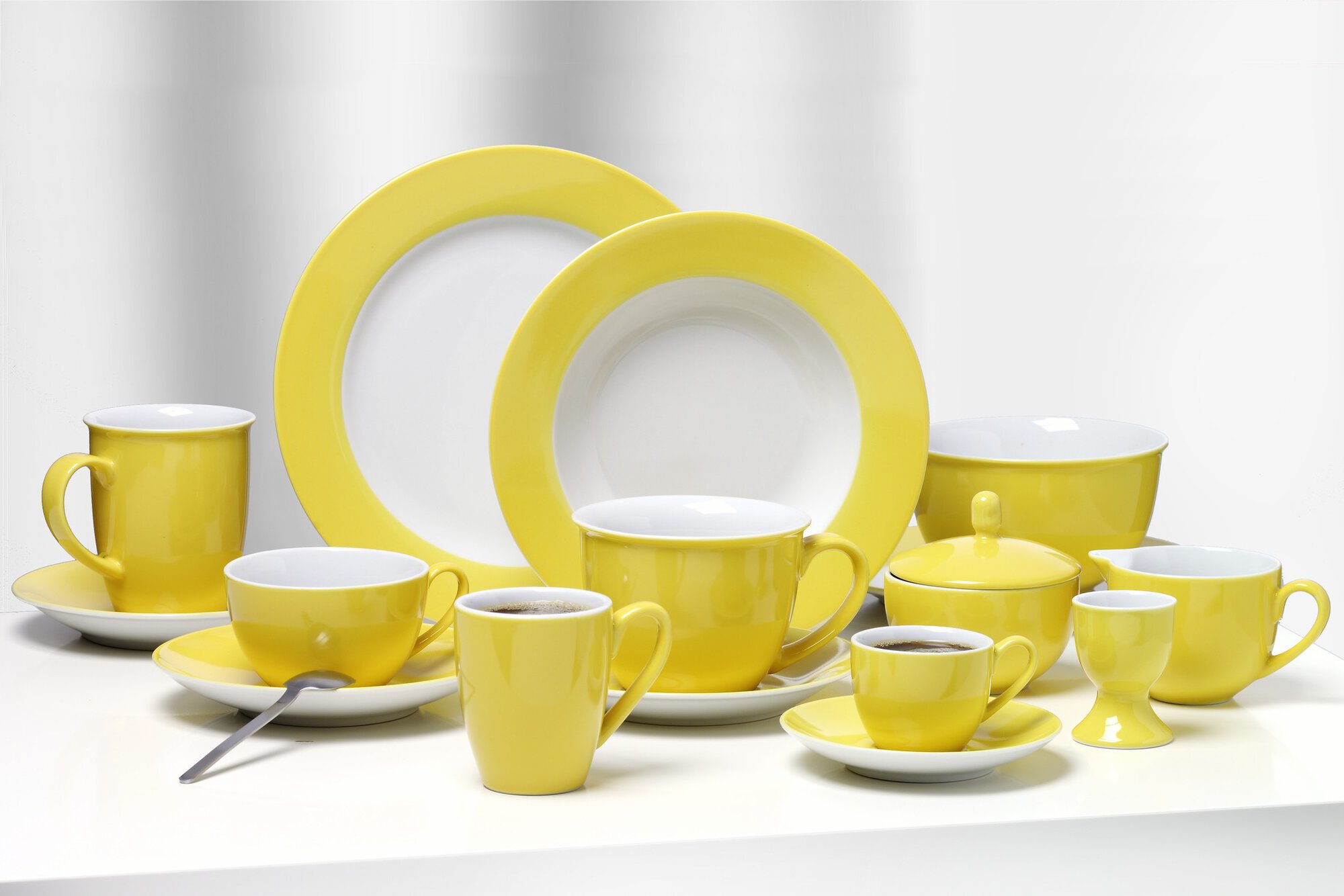 Espresso-Untertasse Doppio Gelb 12 cm - Porzellan, sü