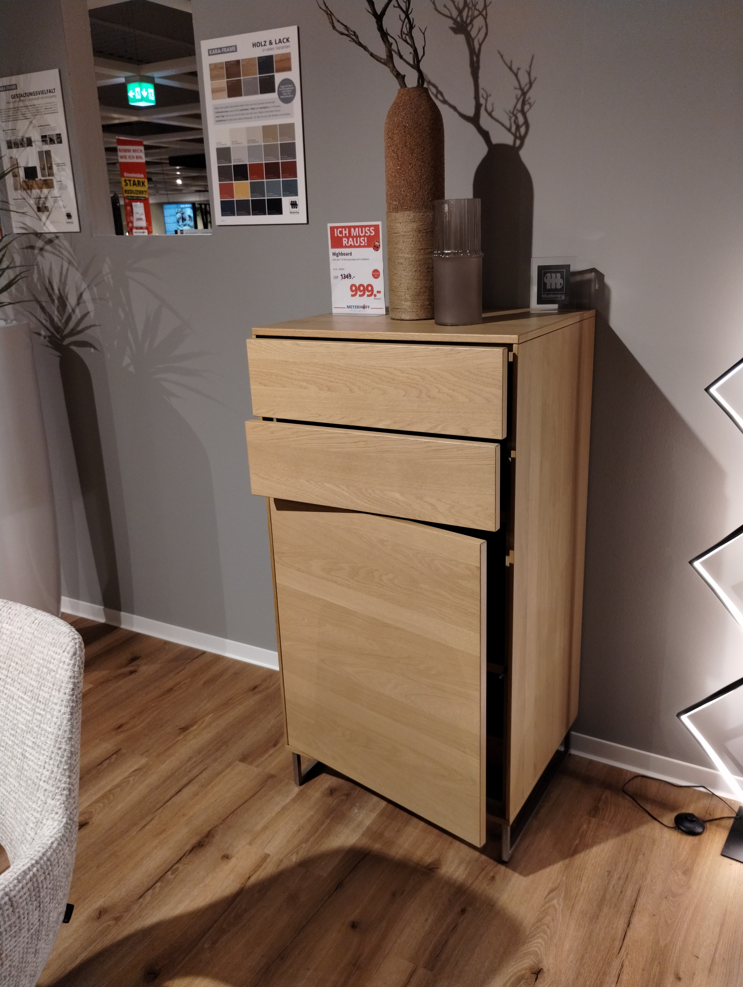 Musterring, Highboard mit Kufen, Eiche - Kara Frame