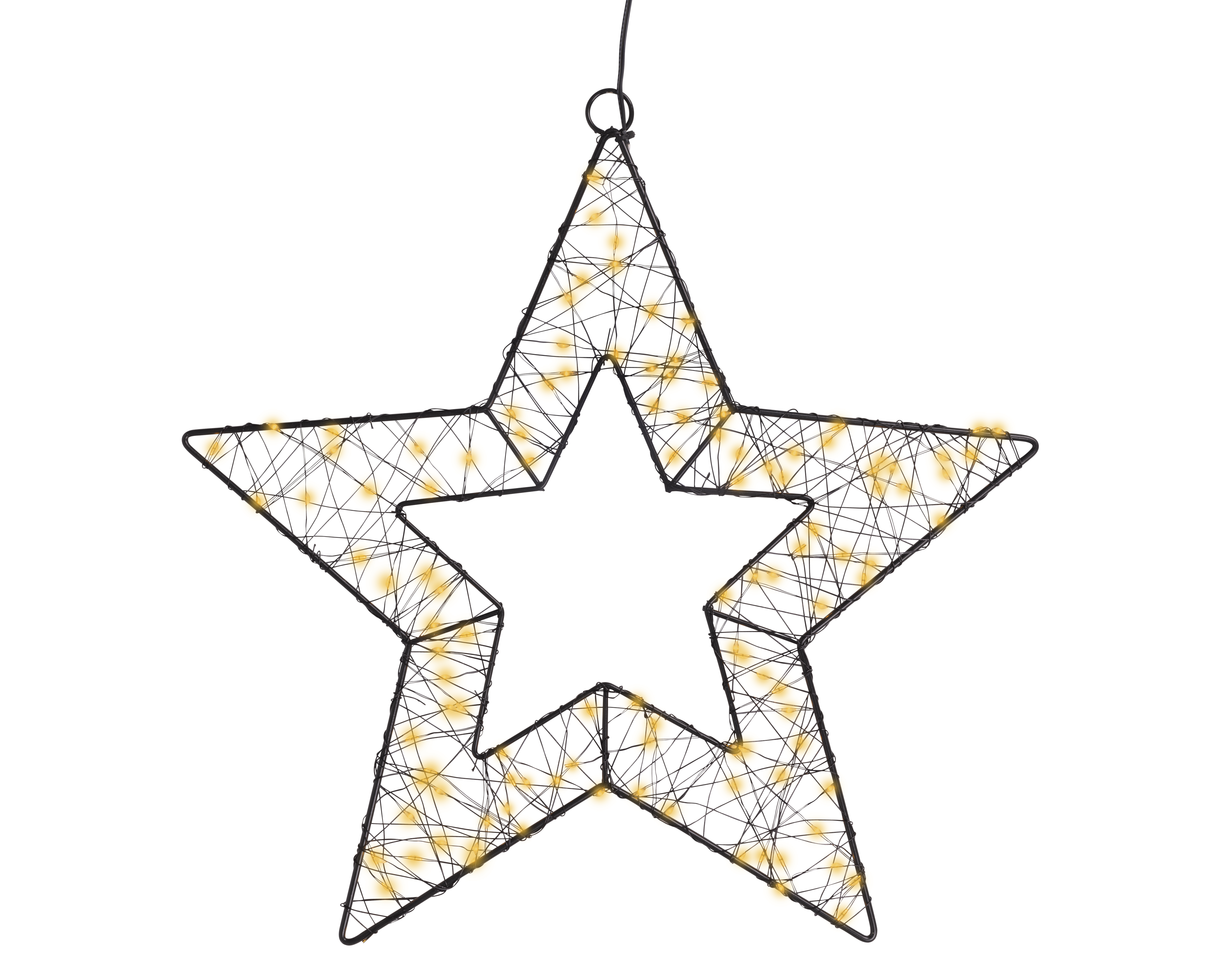 LED Stern - schwarz/klass. warm, Metall, Ø38-L1-W38-H38cm-120L