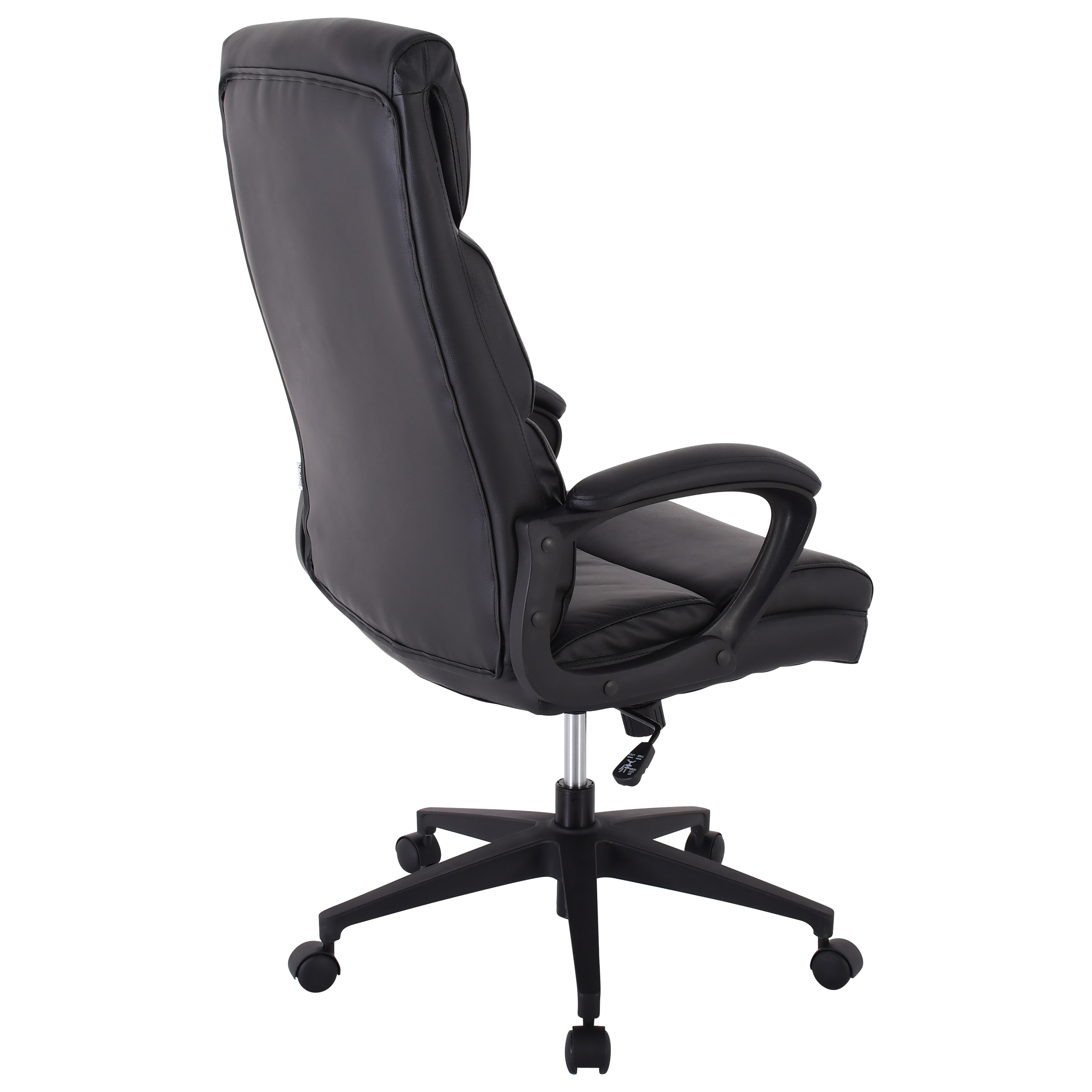 Bürostuhl, Leder schwarz, Gestell schwarz - DREHSTÜHLE