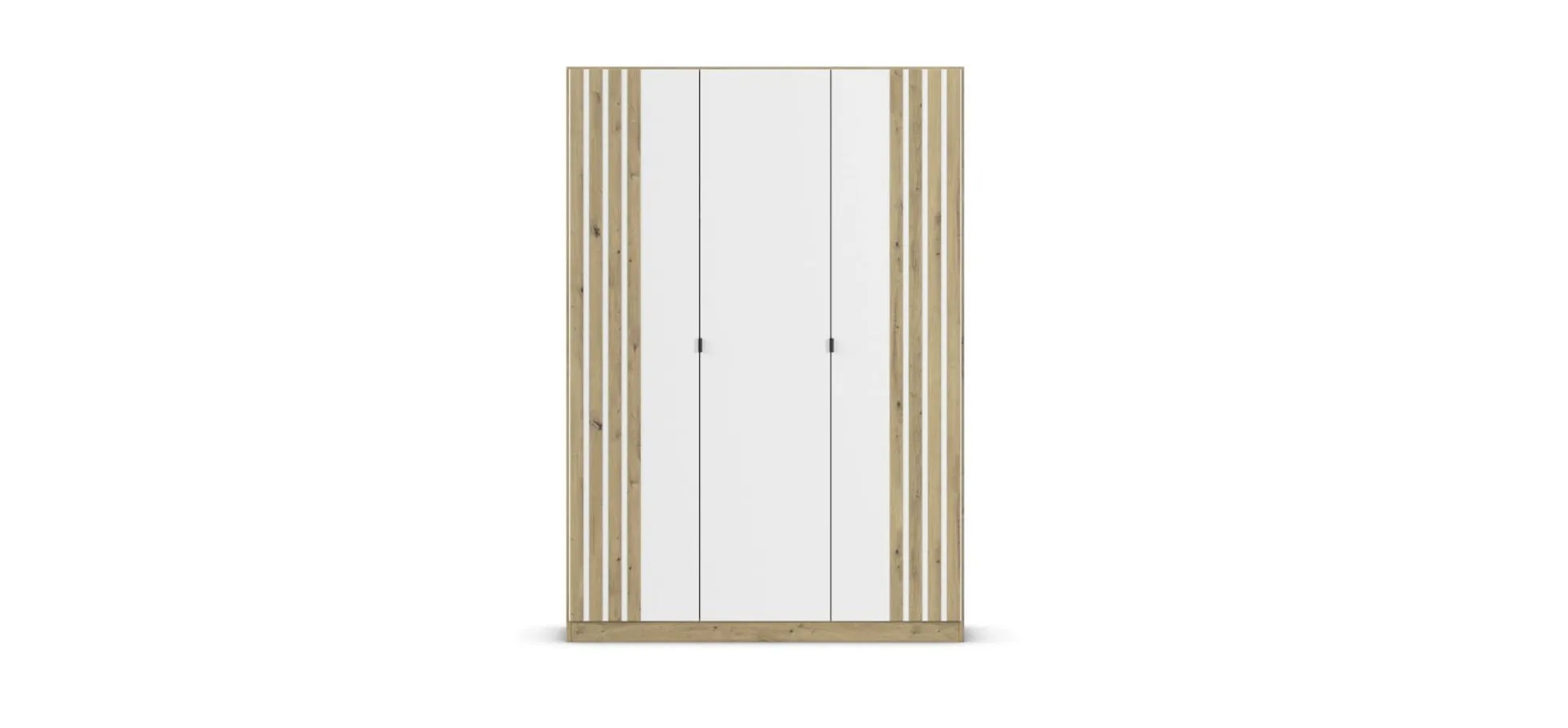 Drehtürenschrank RUERTO- B ca. 136 cm, Eiche Dekor, Weiß, Paneel, Eiche Dekor
