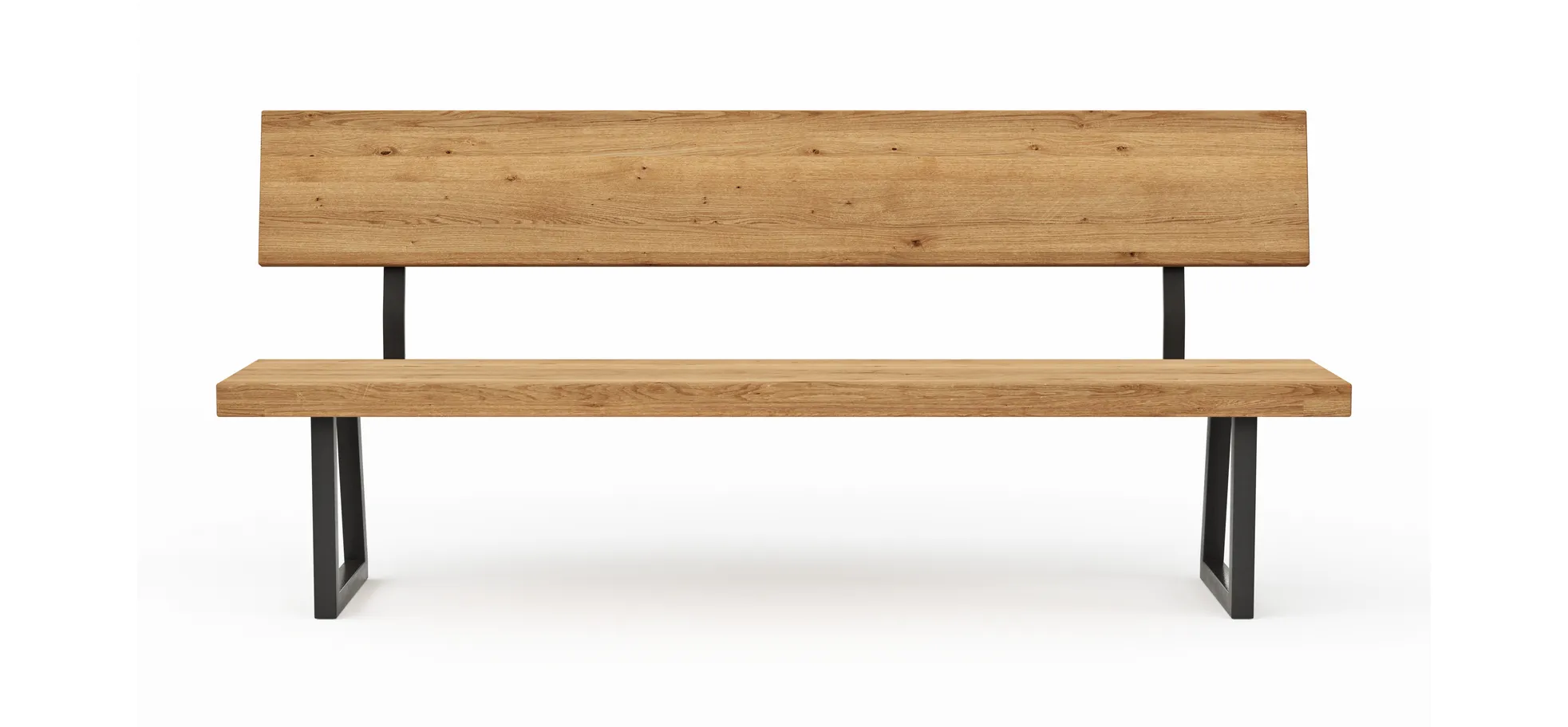 Holzbank Clifton - mit Rückenlehne, Breite ca. 200cm, Zerreiche massiv, natur