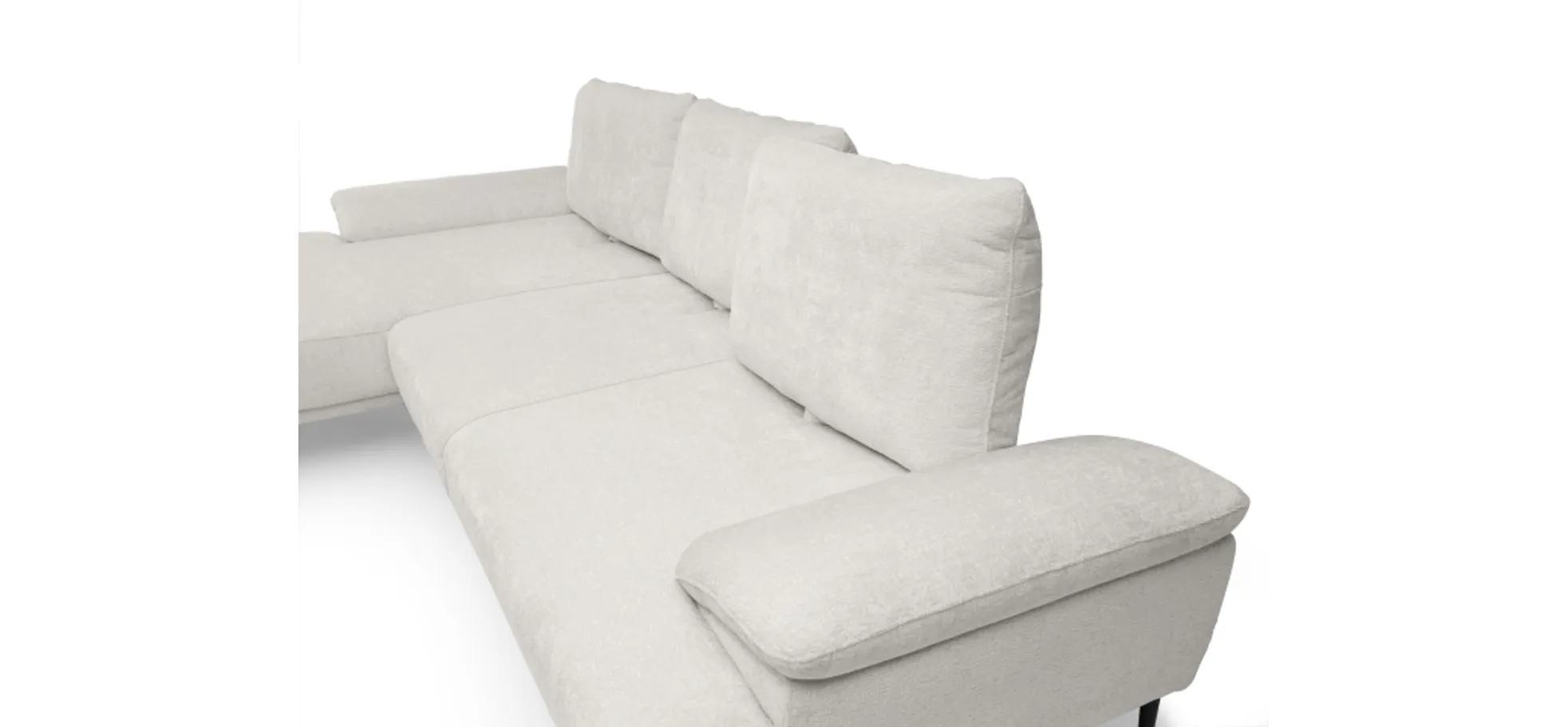 Ecksofa ENRIK - Ecke links, 2,5-Sitzer inkl. Sitztiefenverstellungen, Stoff, Hellgrau