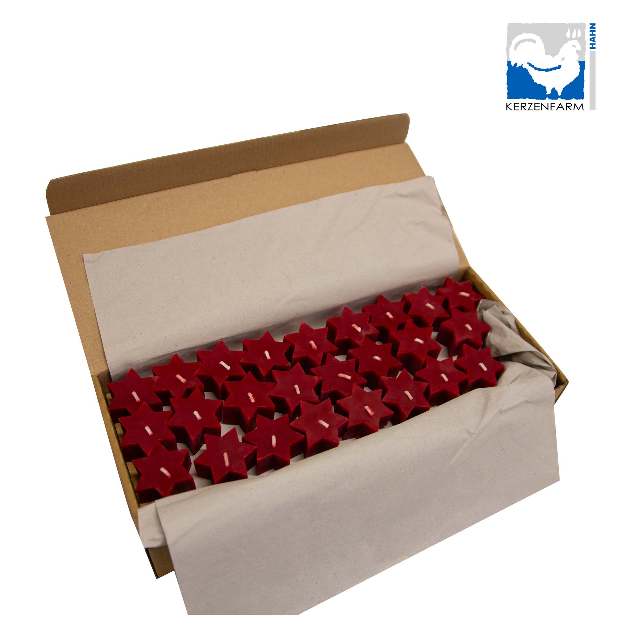 Bienenwachs Stern rot 50er-Pack - 18x40mm