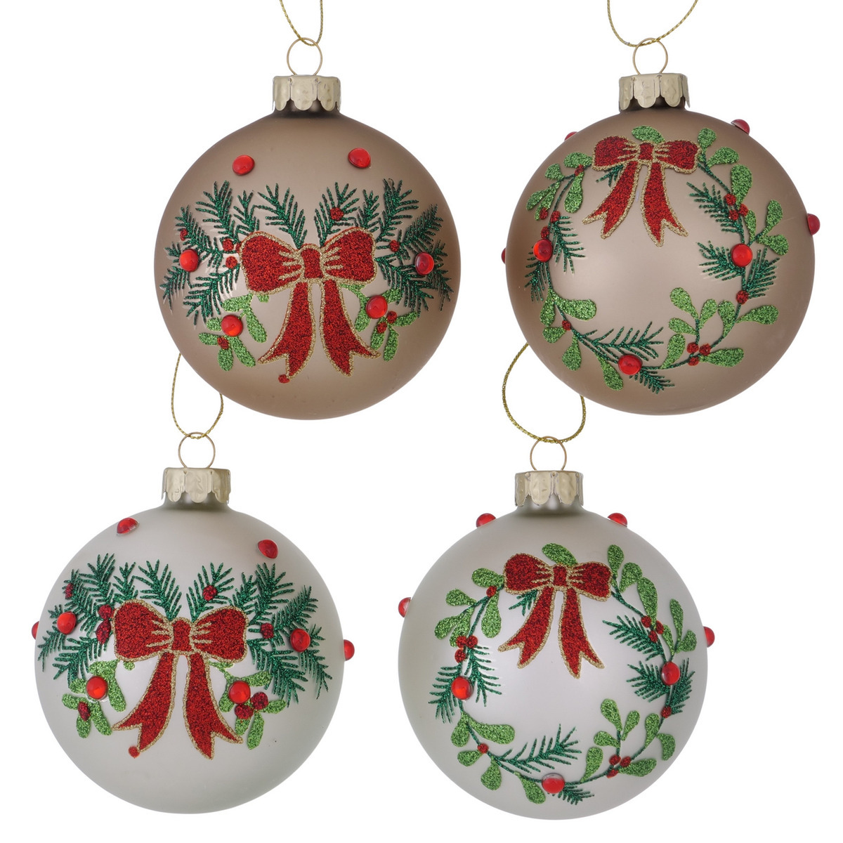 Weihnachtskugeln 4er Set; Handgemalt;  - glas lackiert, 8cm