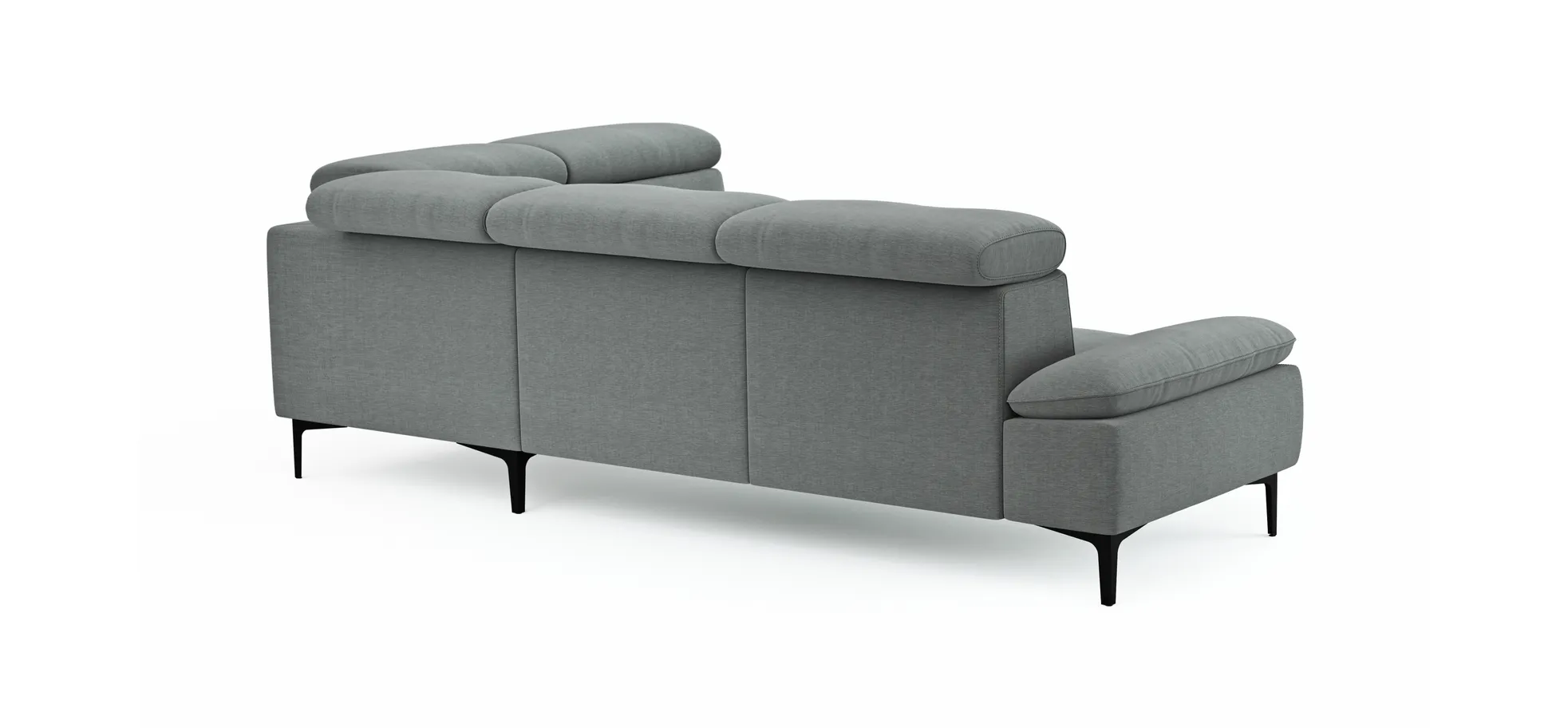 Ecksofa Felipa - 2,5-Sitzer mit Ecke rechts inkl. Kopfteil verstellbar, Stoff, Grau