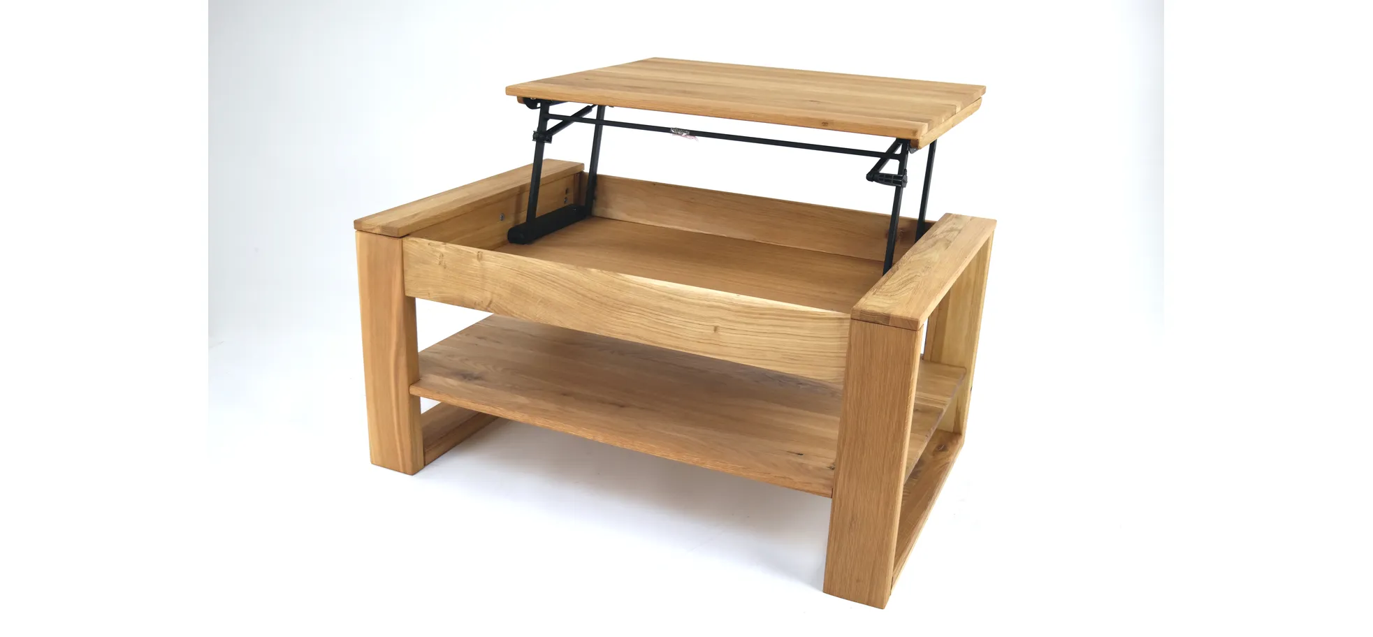 Couchtisch - höhenverstellbar, LB ca. 100x65 cm, Eiche massiv geölt