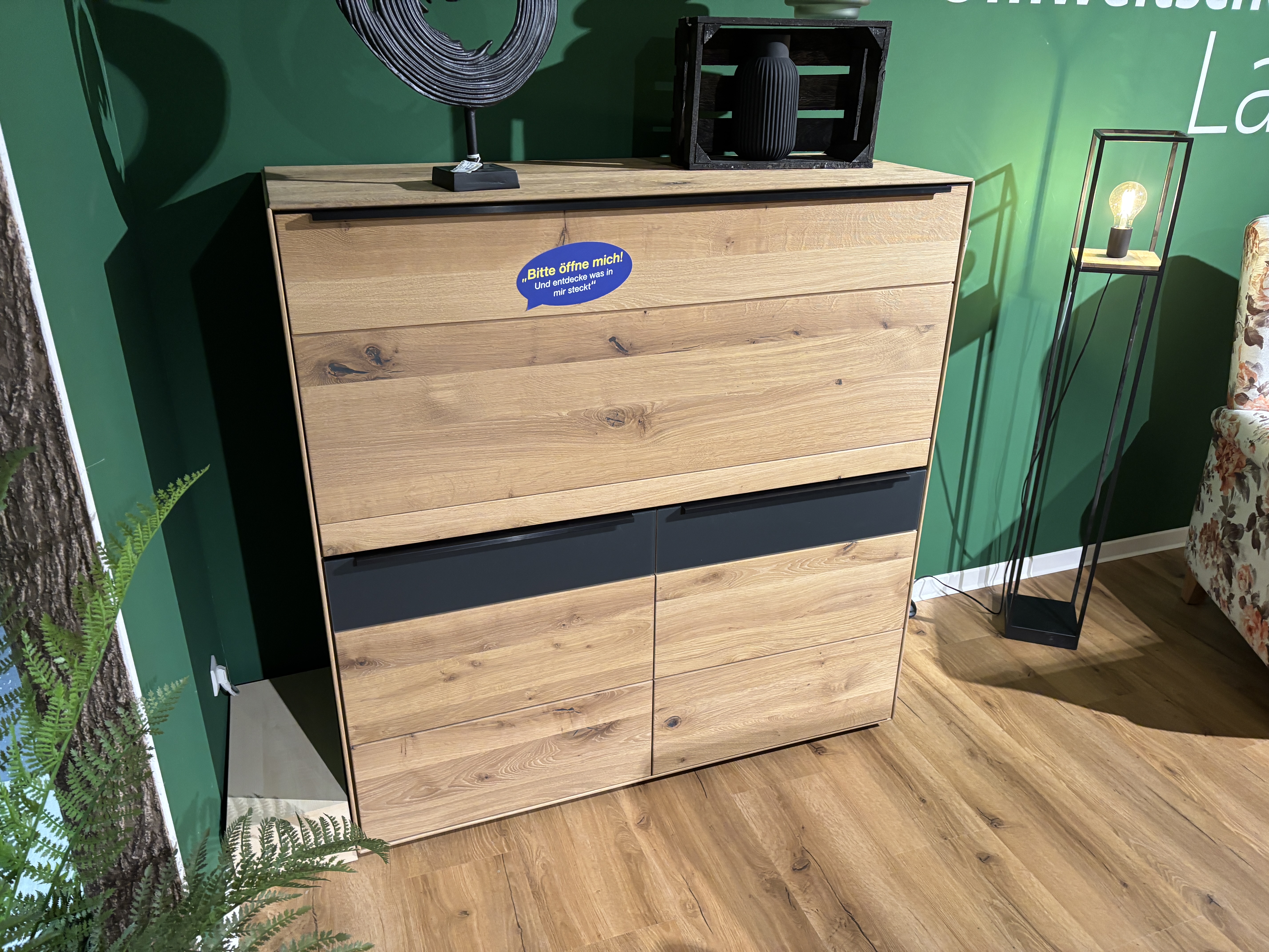 Highboard mit Sekretär, Asteiche massiv - LS 663016