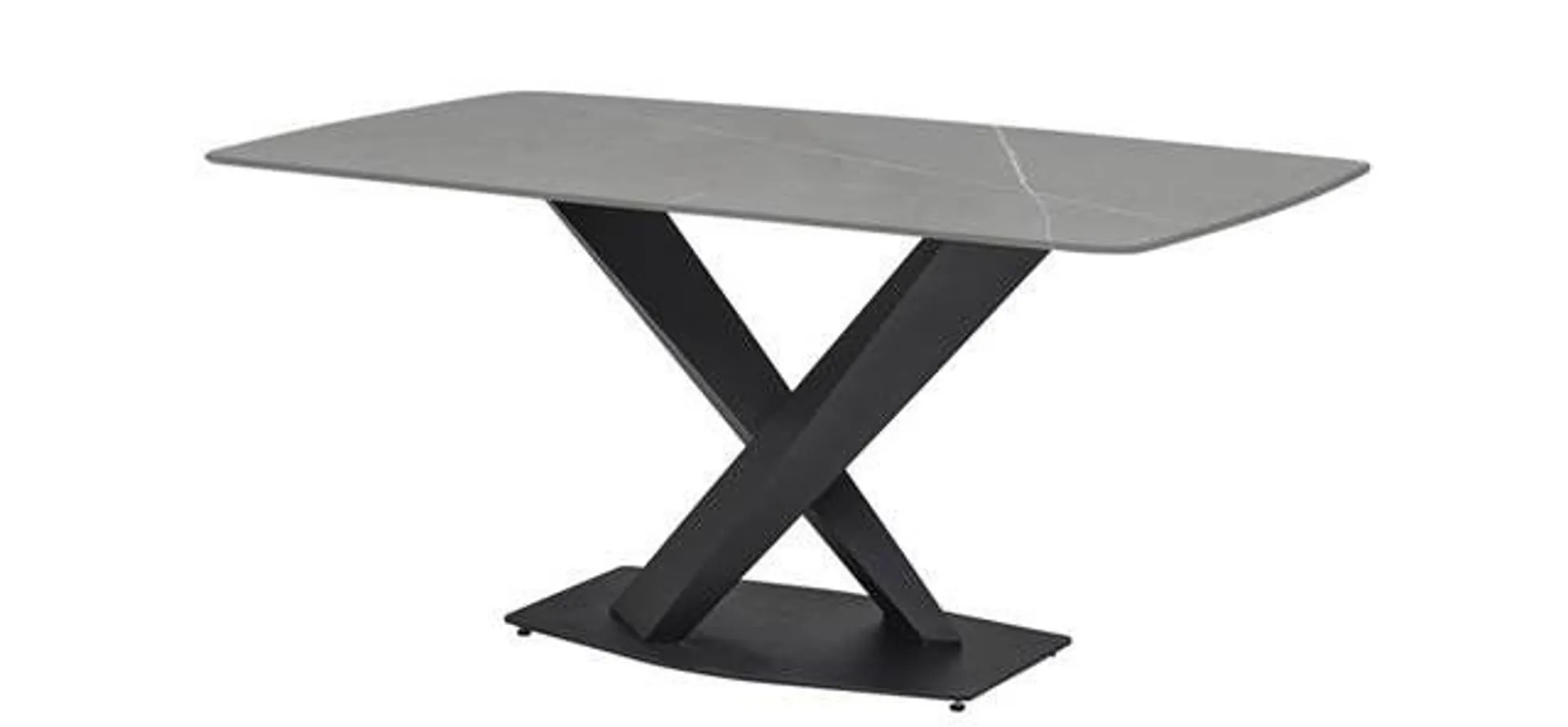 Esstisch - LB ca. 180x90 cm, Grau gemustert, Schwarz