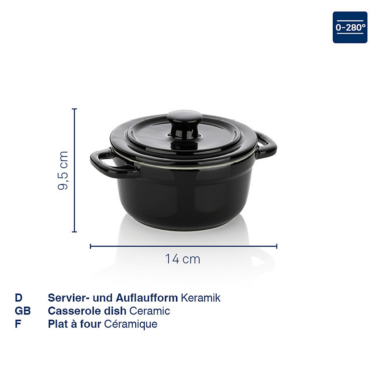 Servier-und Auflaufform Malin 9,5x14 cm - Keramik schwarz