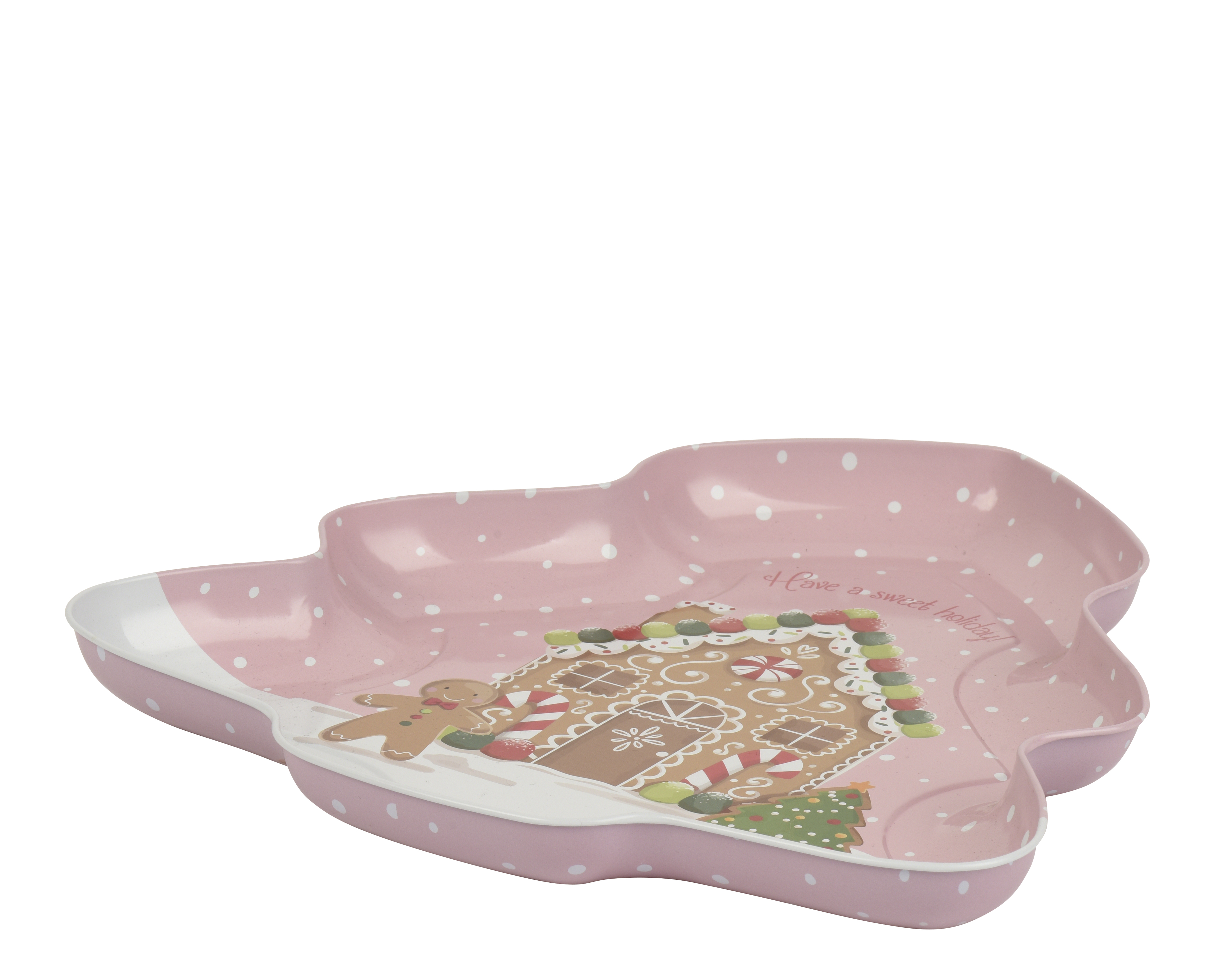 Servierplatte Tannenbaum, Metall - rosa, L25.20-W25.90-H2.30cm
