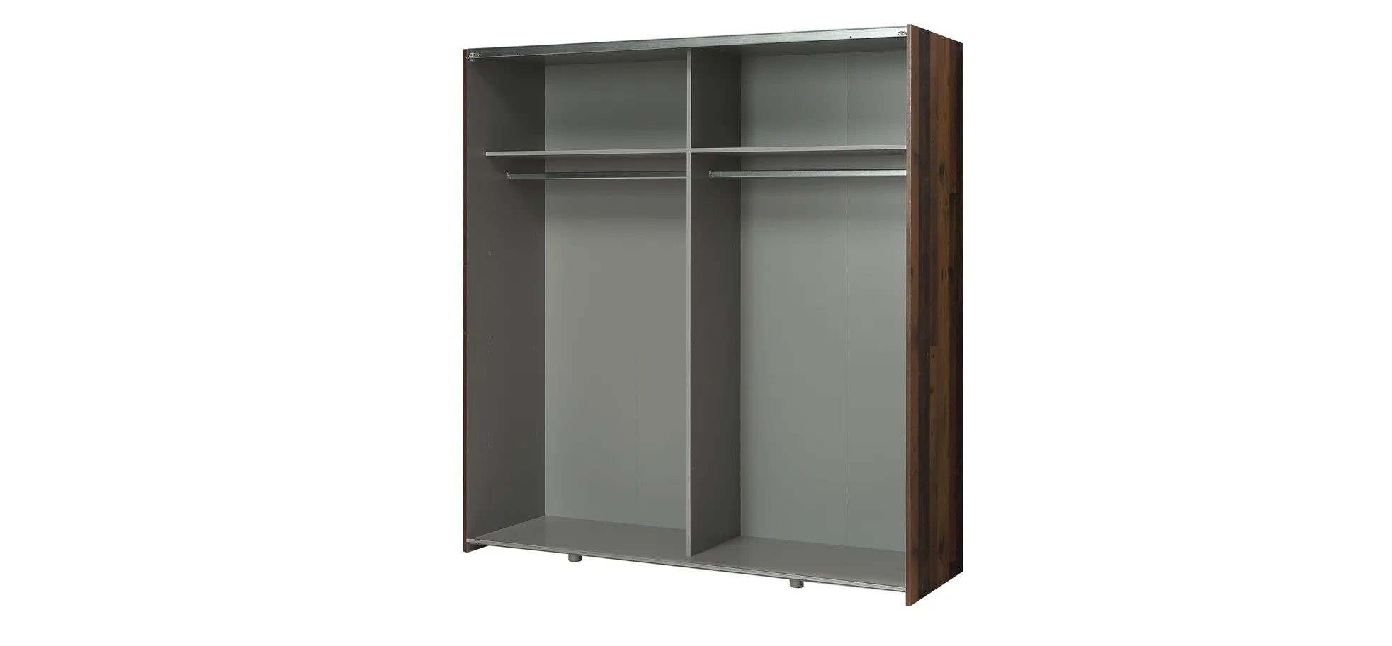 Schwebetürenschrank FRITZO - B. ca. 170 cm, Vintage Holz Dekor, Betonoptik Dunkelgrau