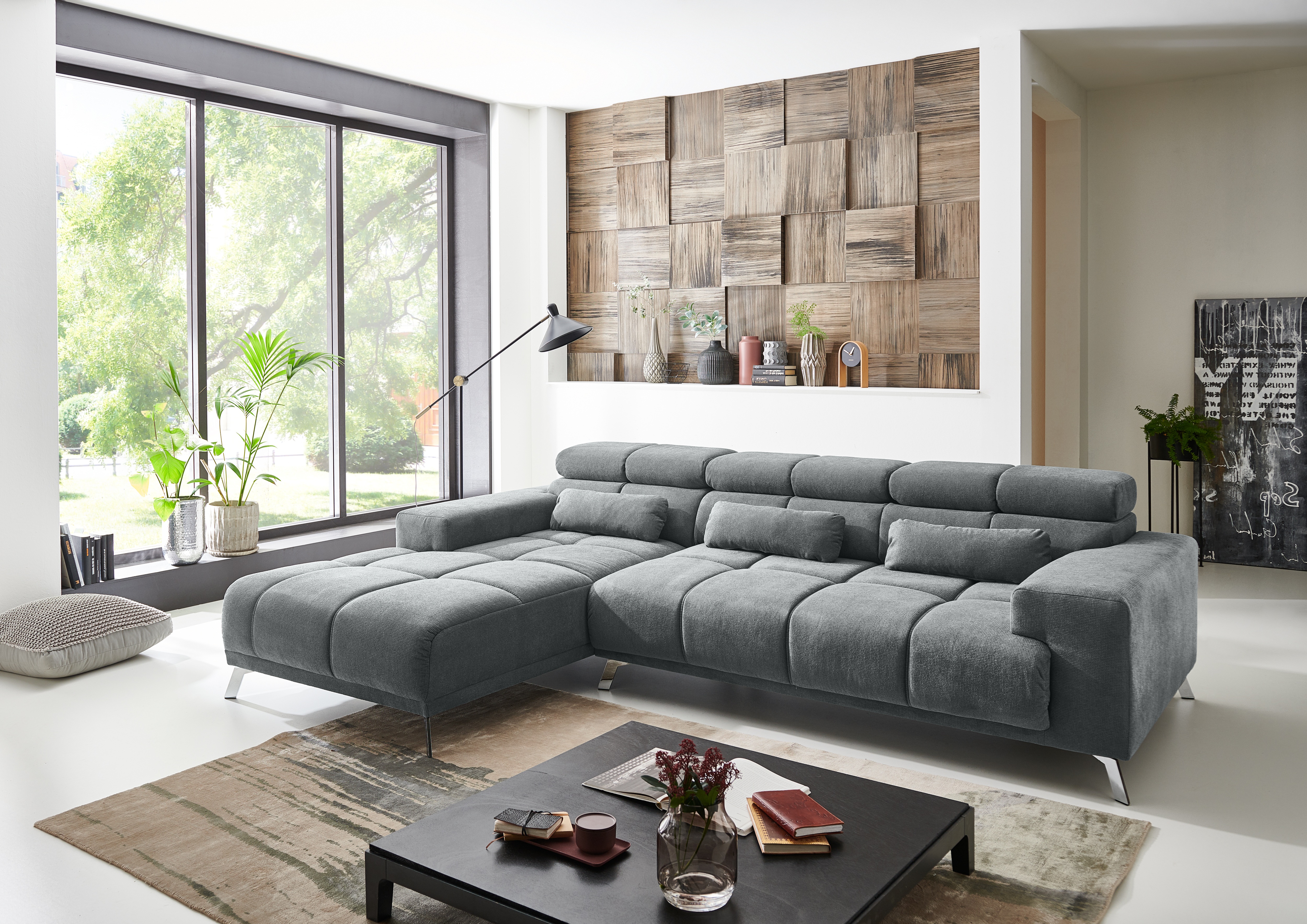 Ecksofa, Stoff dunkelgrau - MyStyle 2157