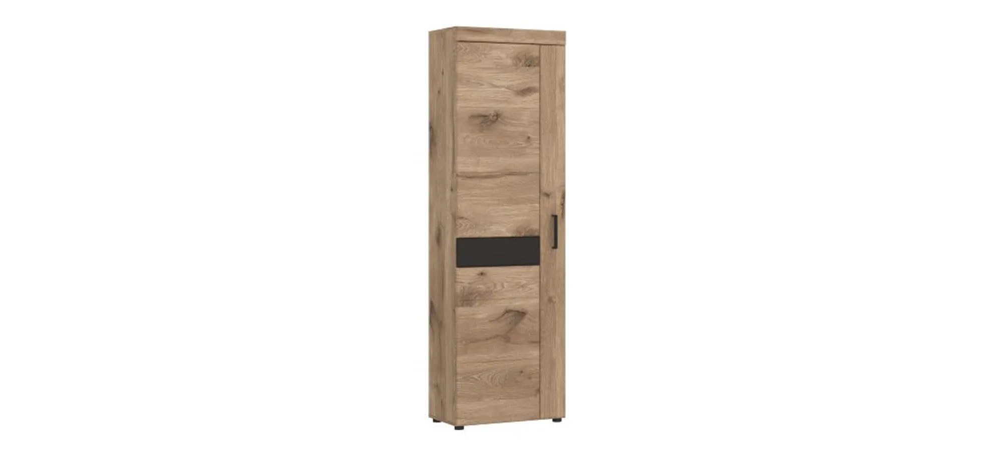 Garderobenschrank- B ca. 58 cm, Eiche Dekor, Dunkelgrau