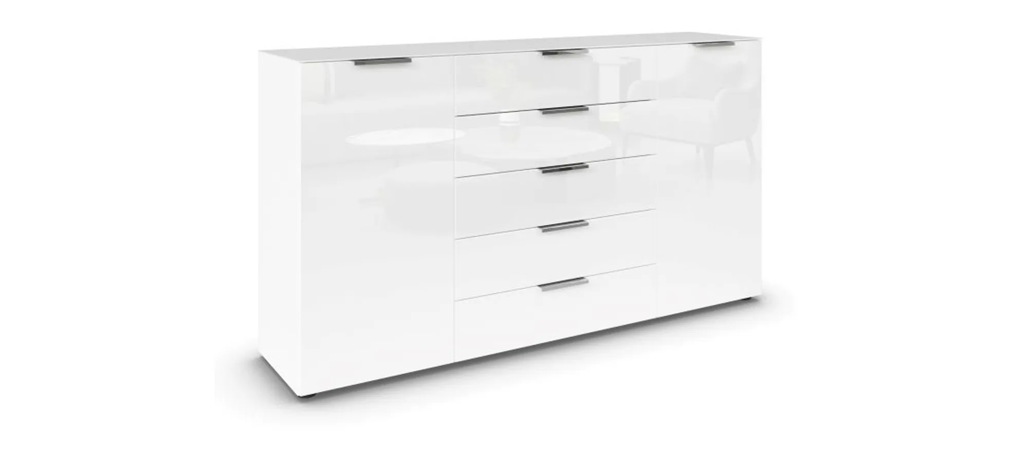 Kommode RIPP- Weiß, Glas, Weiß