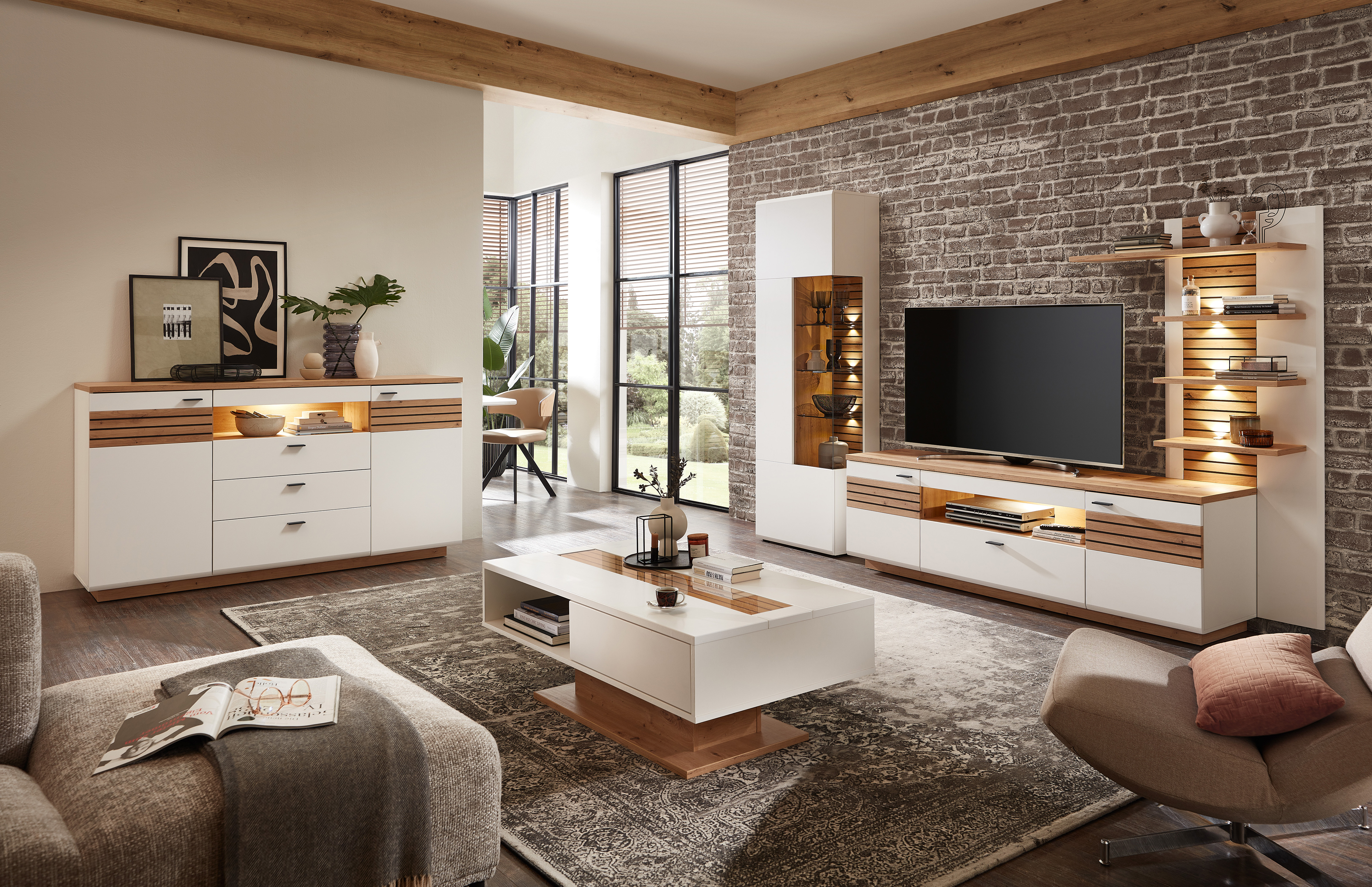 Couchtisch, weiß, Artisan Eiche - LS23 Duron
