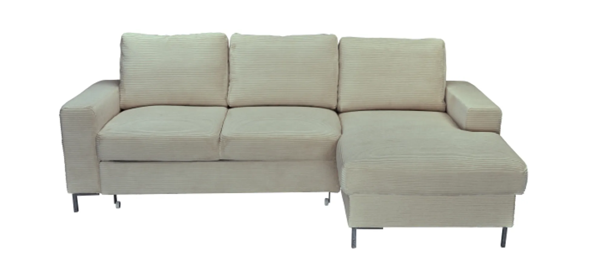 Ecksofa - 2-Sitzer, Ecke rechts inkl. Schlaffunktion und Bettkasten, Stoff, Creme Ecksofa - 2-Sitzer, Ecke rechts inkl. Schlaffunktion und Bettkasten, Stoff, Creme