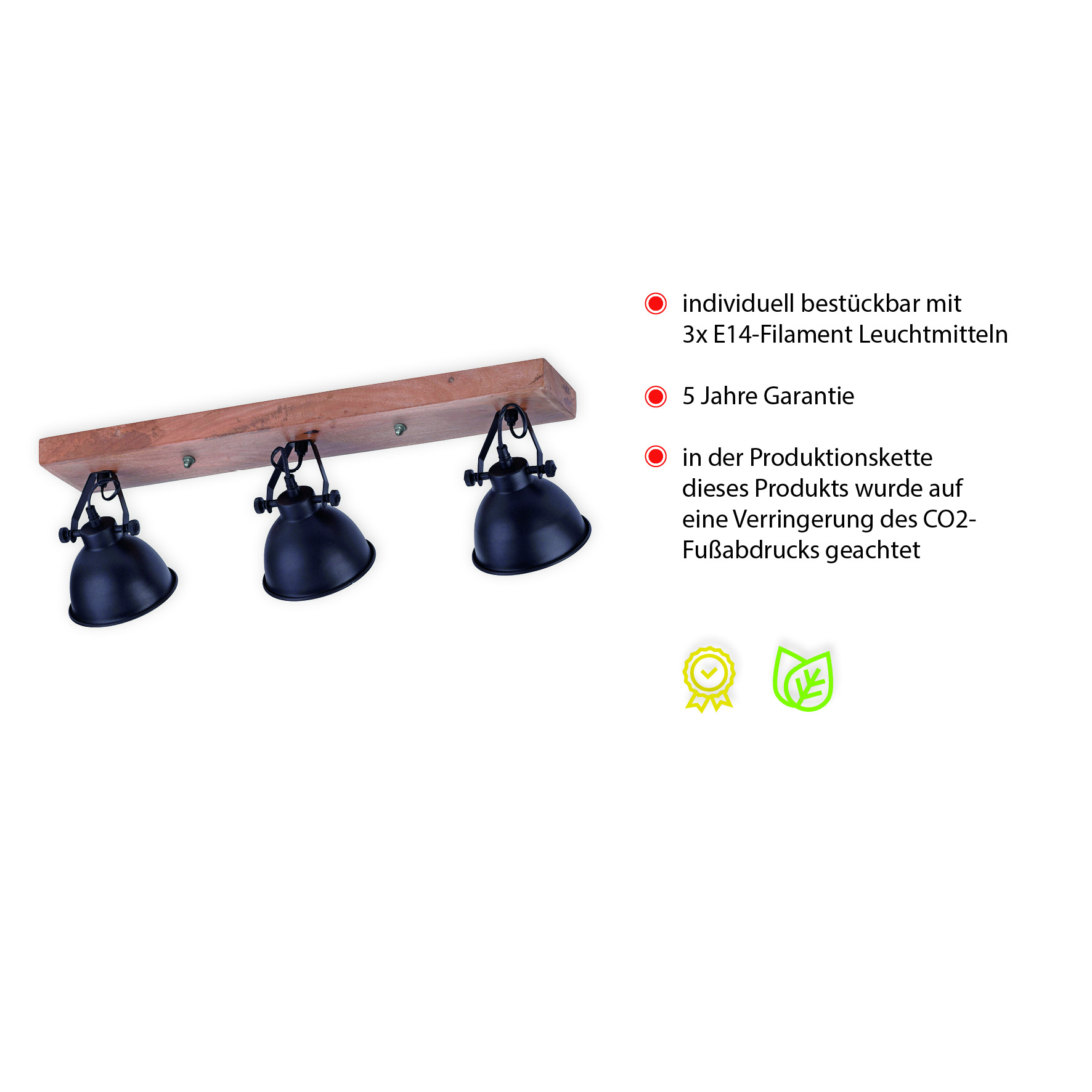 Wand- und Deckenleuchte SAMIA - 3-flammig, Fassung: E14