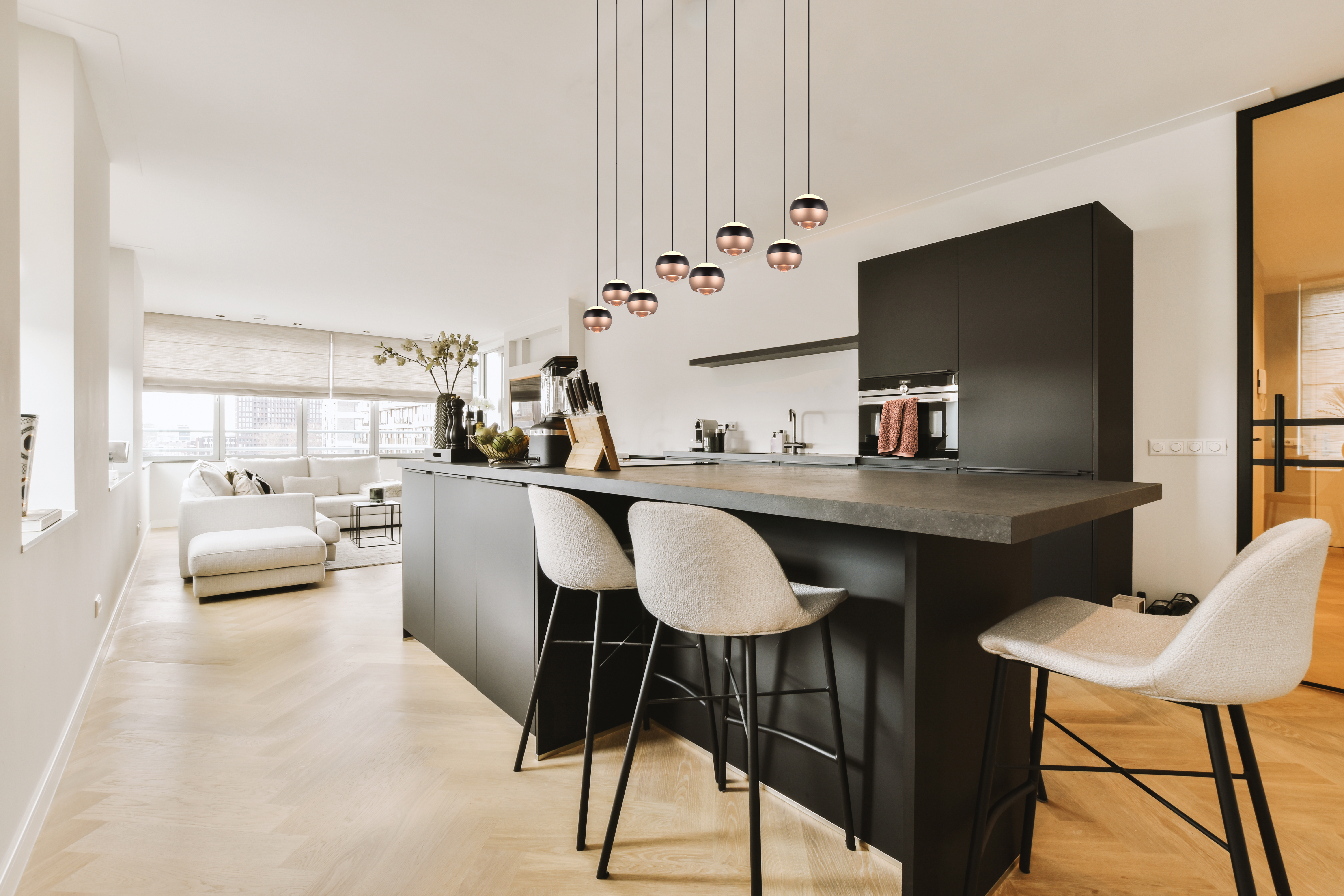 Pendelleuchte Orbit - 8-flg, LED, ca. 120x13x200cm