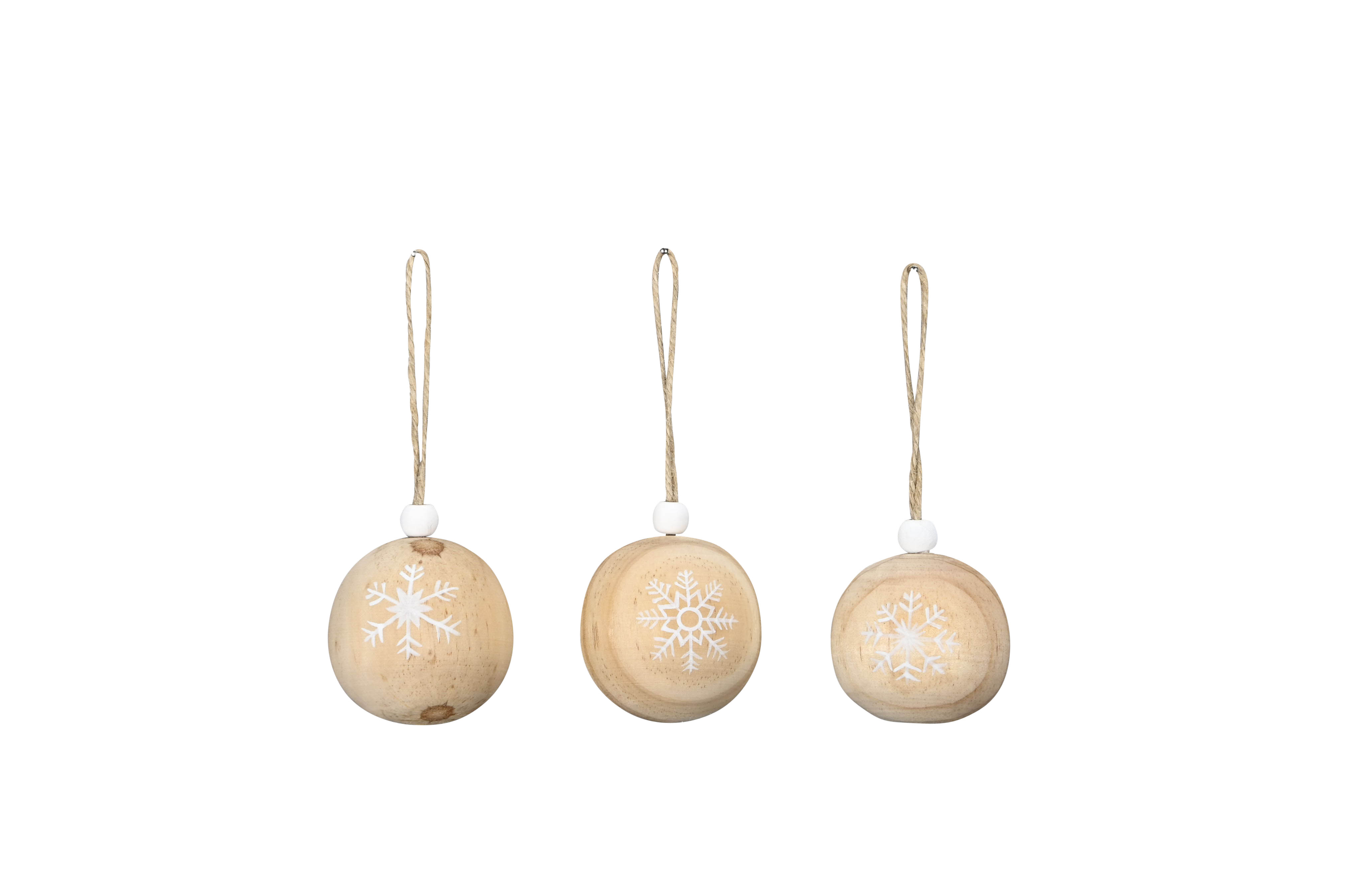 Hänger Kugel, 3-er Set - weiß-natur, 6cm