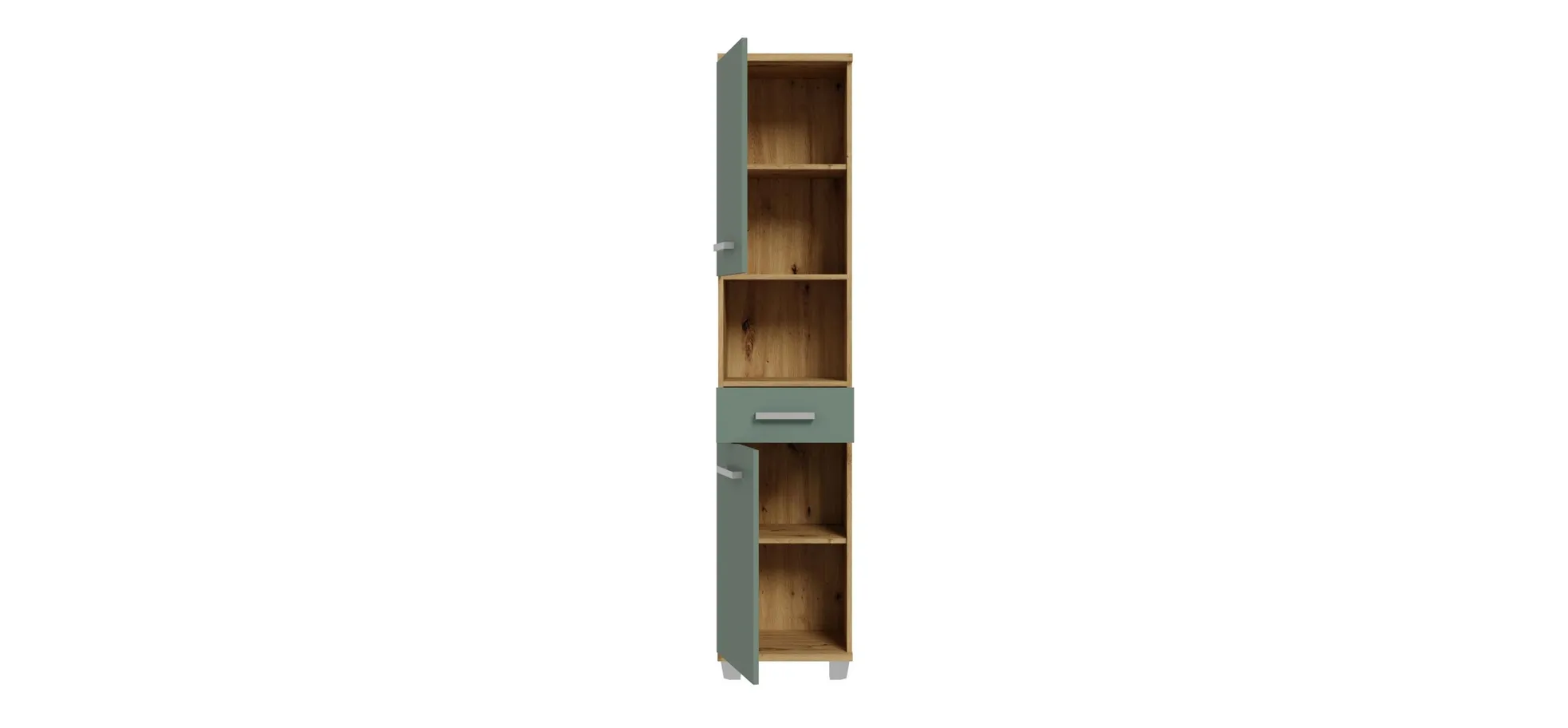 Hochschrank- B ca. 40 cm, Eiche Dekor, Graugrün