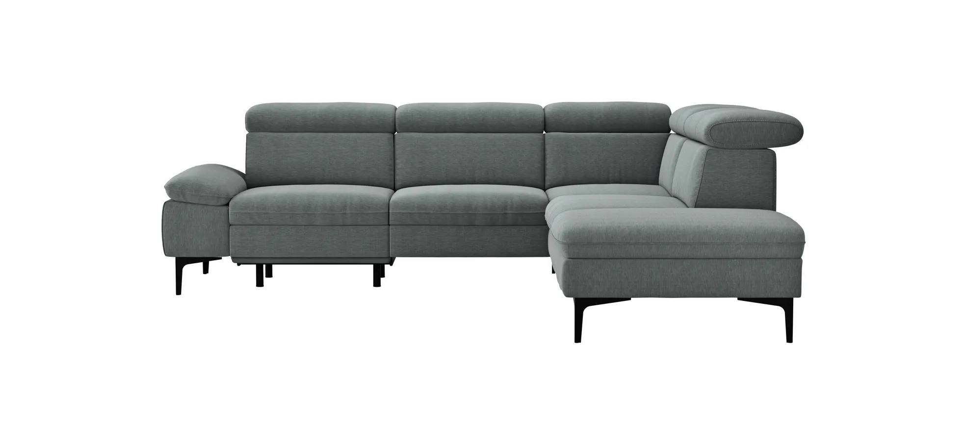 Ecksofa Felipa - 2,5-Sitzer mit Ecke rechts inkl. Armlehne verstellbar und Rückenlehne/Sitztiefe verstellbar (motorisch), Stoff, Grau