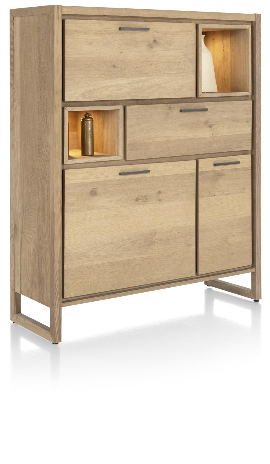 Highboard, Eiche furniert, 2 Türen, 125 cm - Nystead