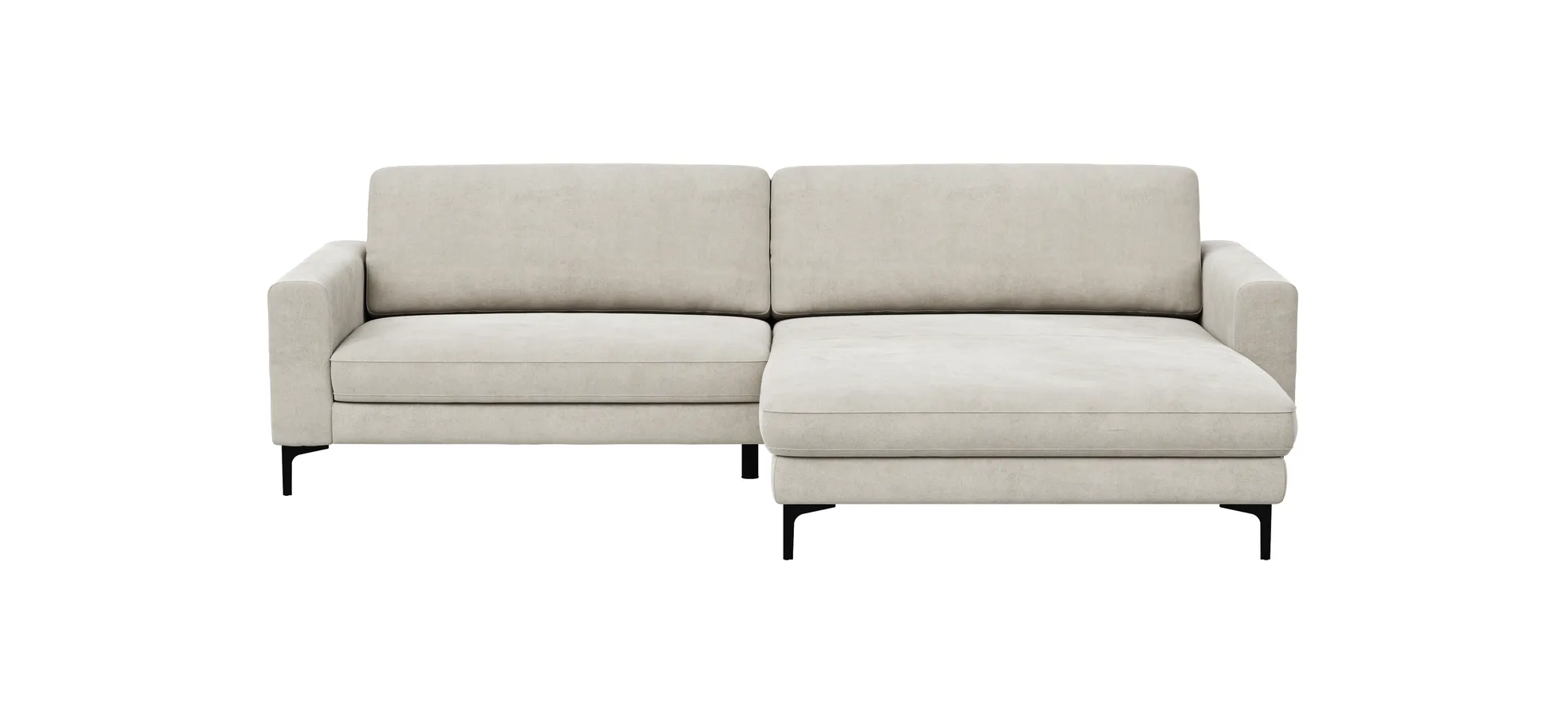 Ecksofa Oviedo - 1,5-Sitzer mit Longchair rechts inkl. Relaxfunktion (motorisch), Stoff, Natur