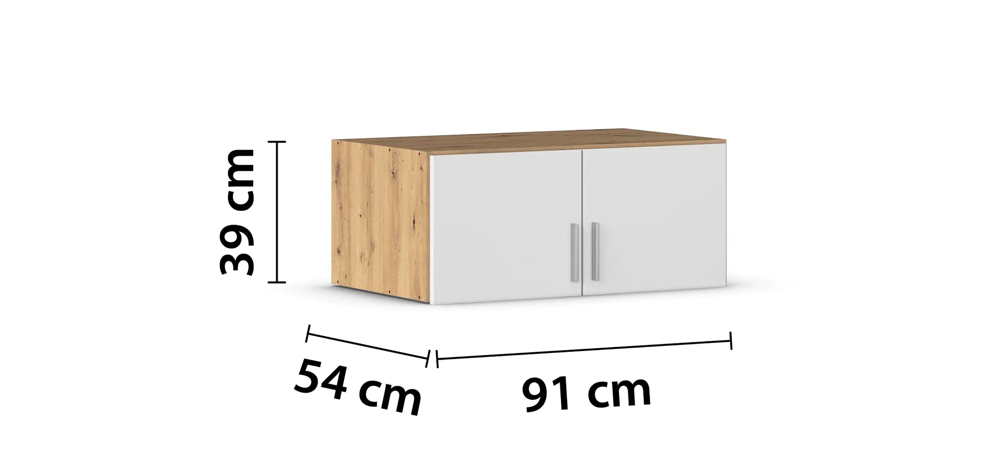 Schrankaufsatz REXY MATT- B 91 cm, Eiche Dekor, Weiß
