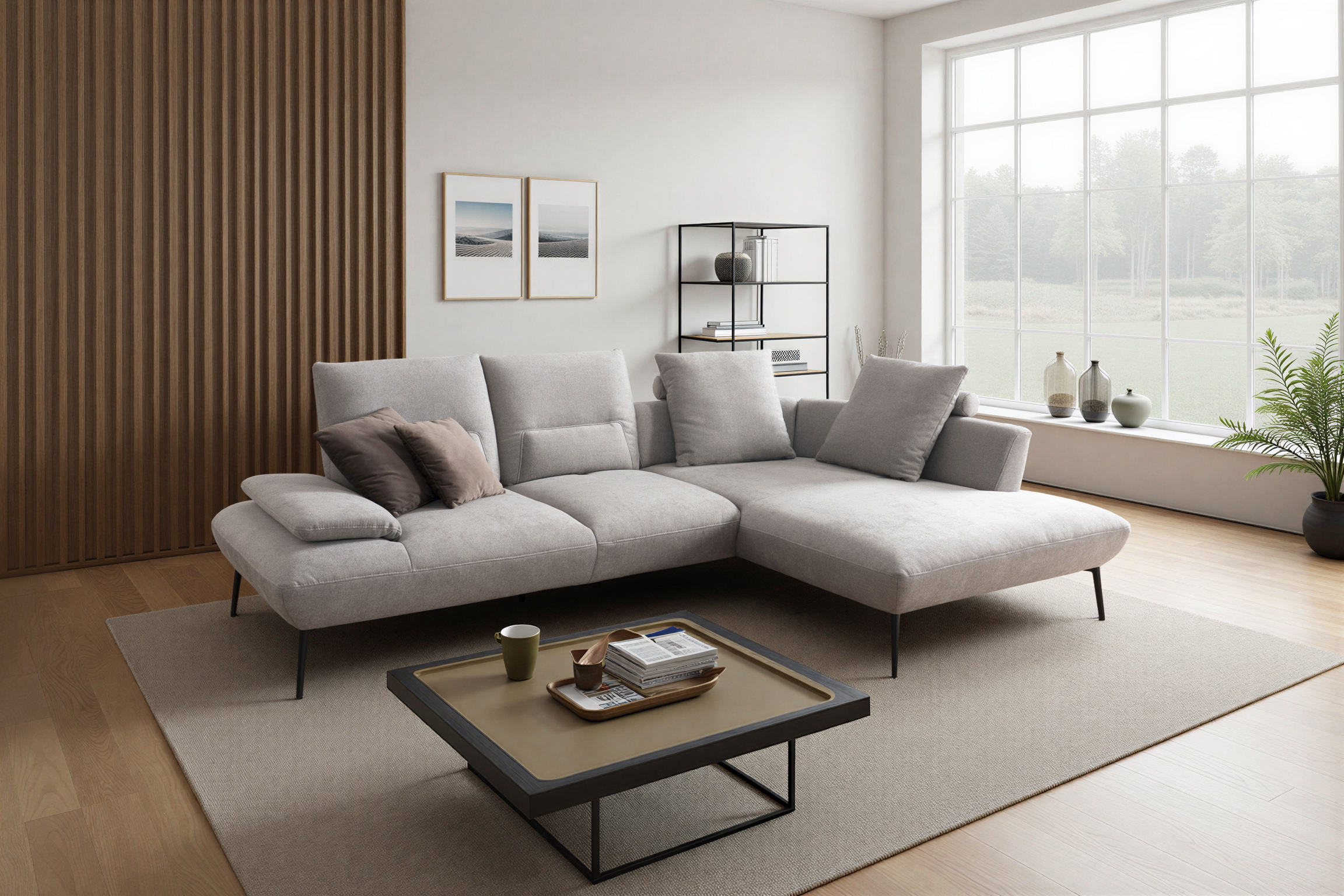 Polstergarnitur, Stoff Flora clean silver - LS26 Coela 