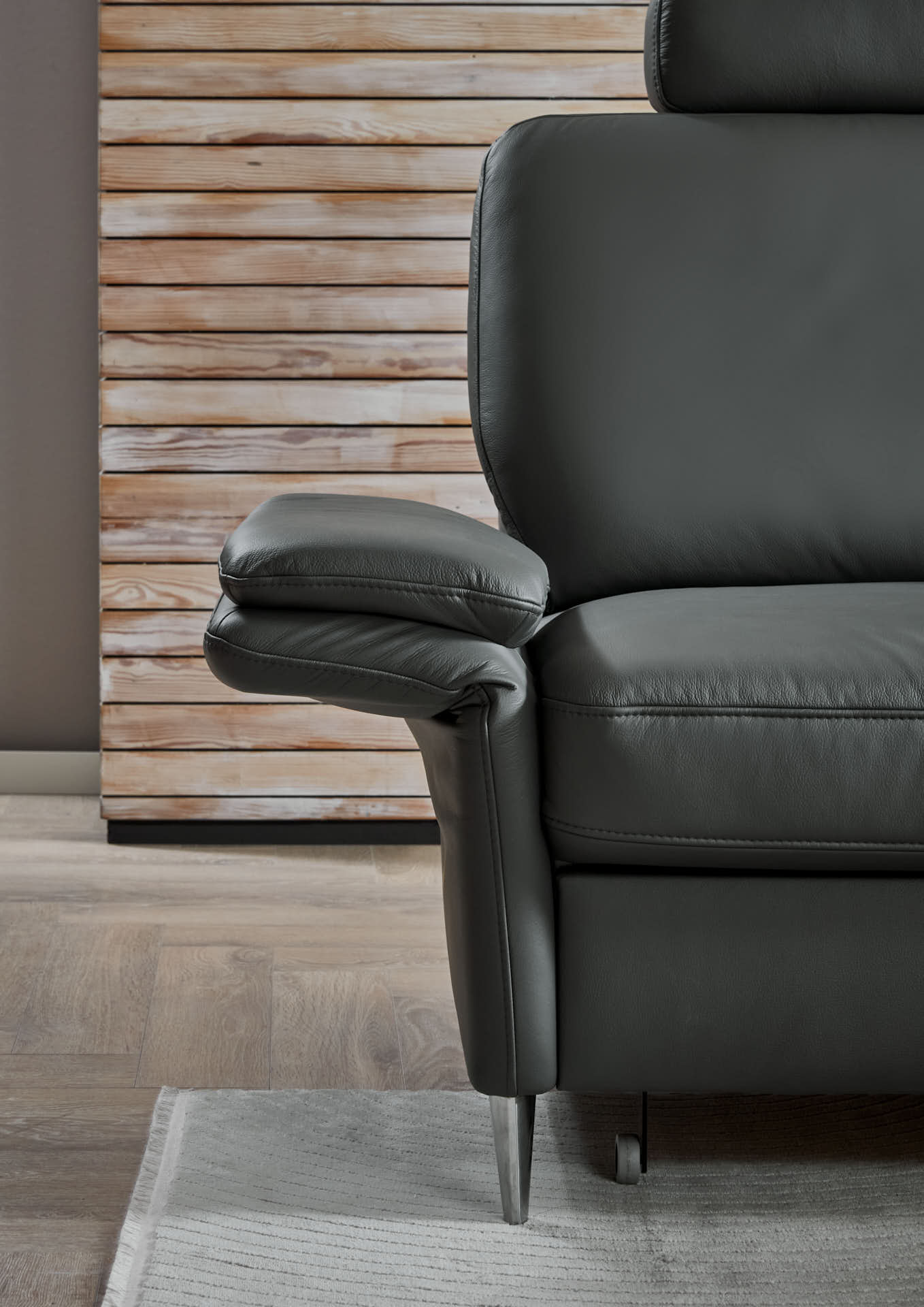 Ecksofa, Leder anthrazit - LS26 Crucola