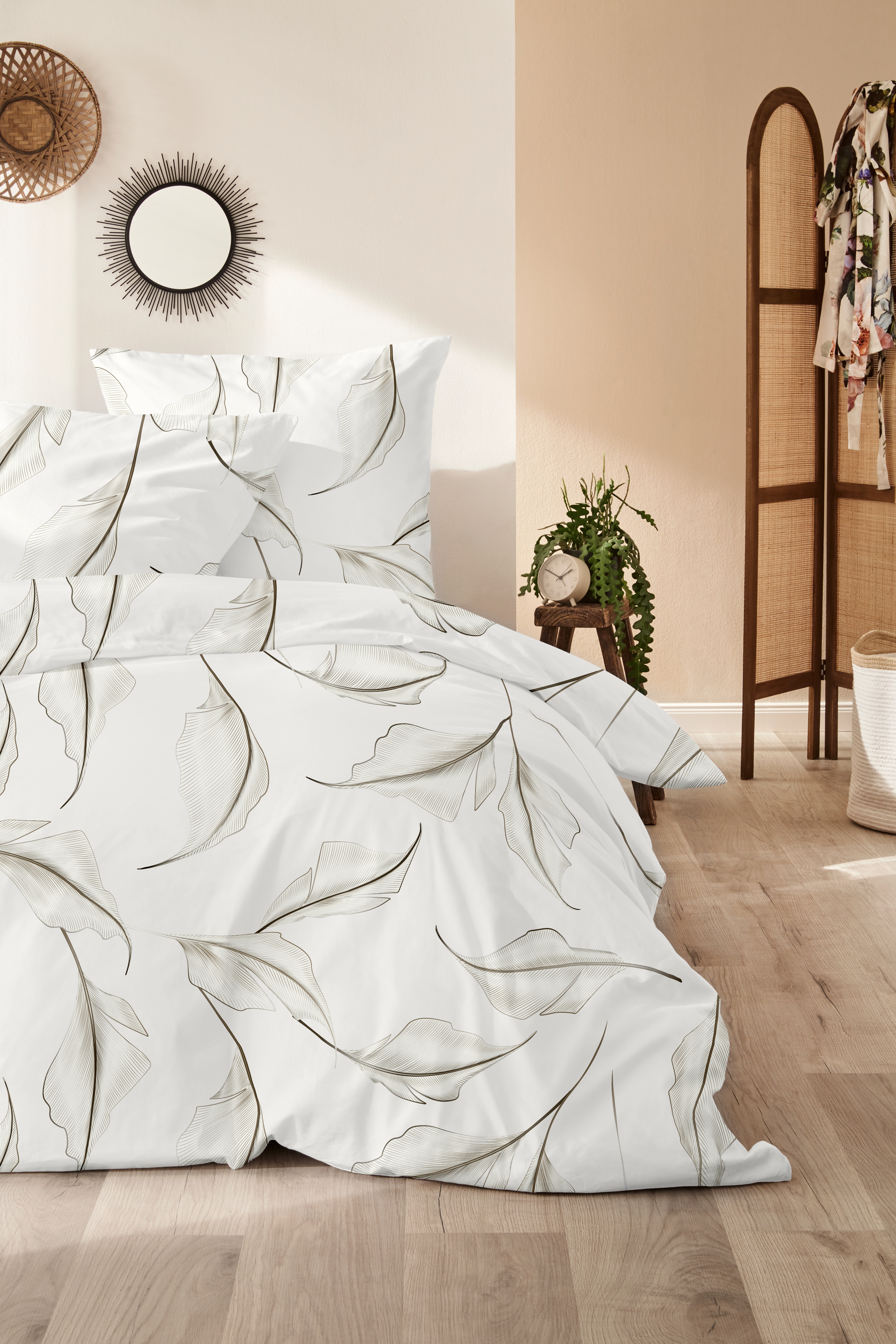 Mako-Satin-Bettwäsche, 135x200cm, creme - 100% Baumwolle