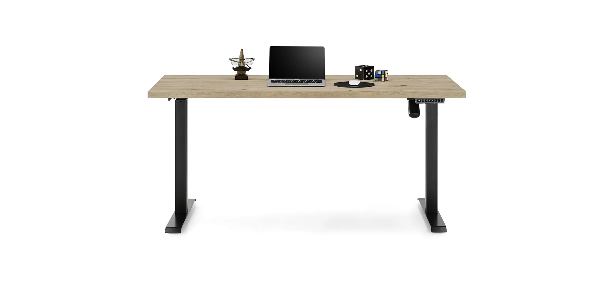 Schreibtisch - höhenverstellbar, LB ca. 160x70 cm, Eiche Nachbildung, Schwarz