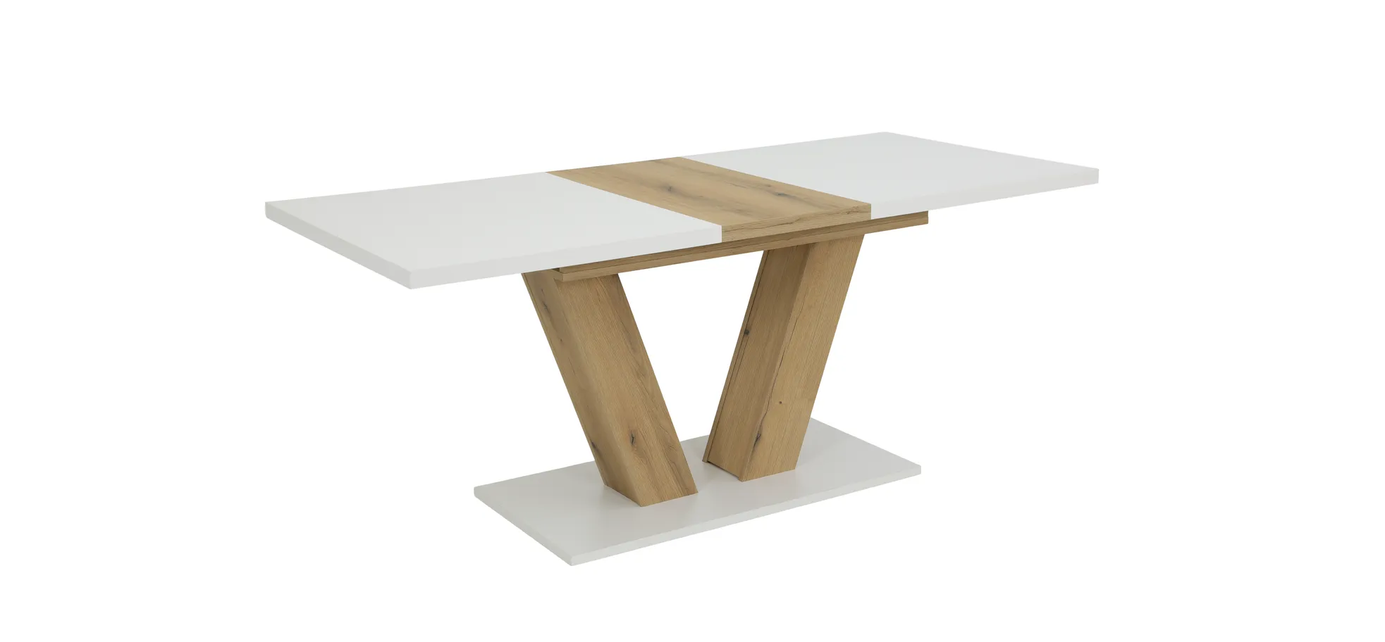 Esstisch - ausziehbar, LB ca. 140x80 cm, Weiß, Evoke Eiche Nachbildung