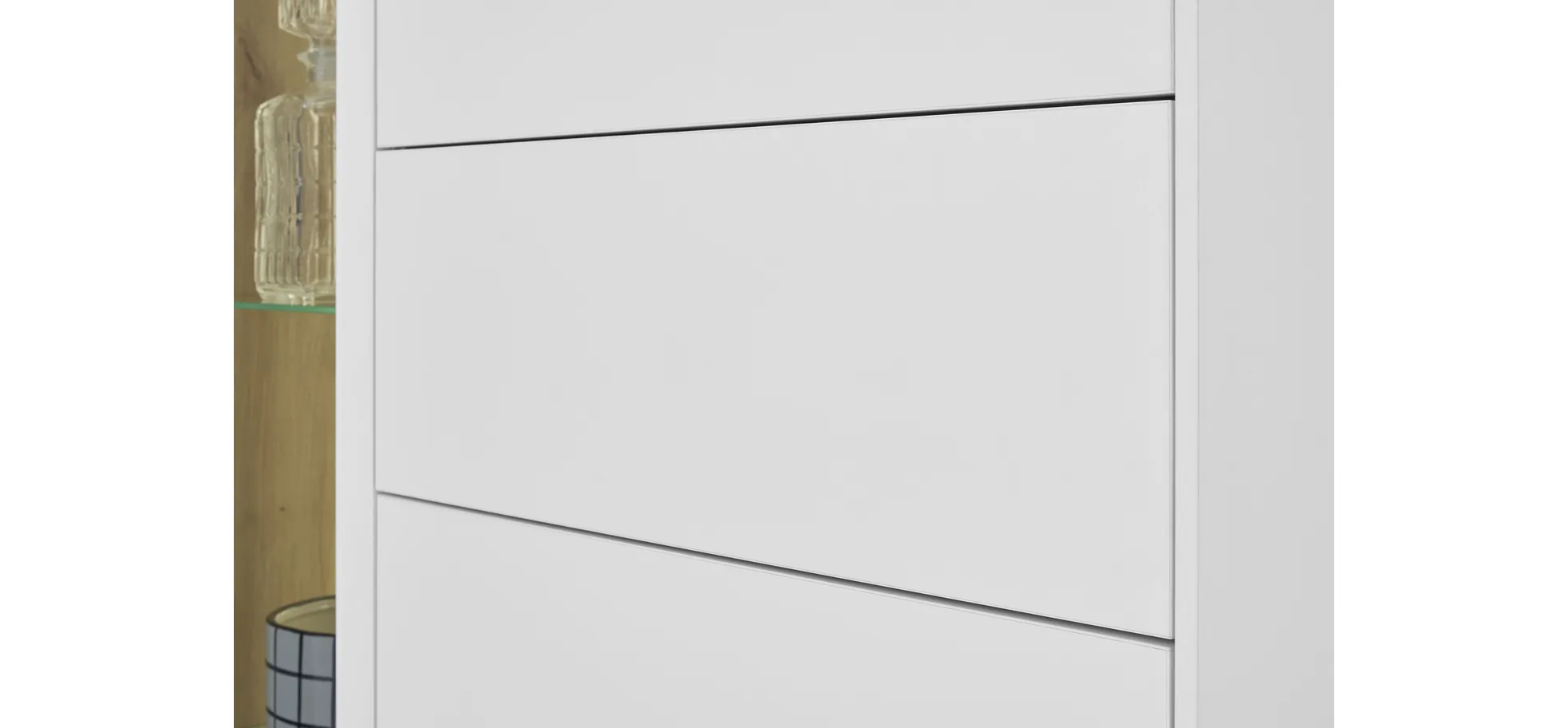 Highboard - B ca. 101 cm, Weiß, Asteiche, Schwarz Highboard - B ca. 101 cm, Weiß, Asteiche, Schwarz